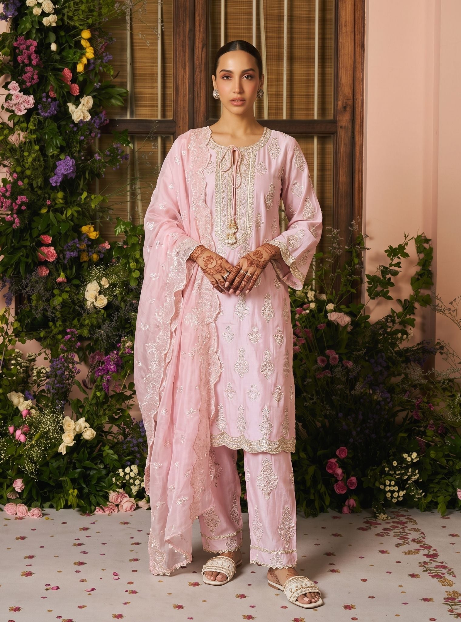 Intira Pima Satin Pink Kurta Set