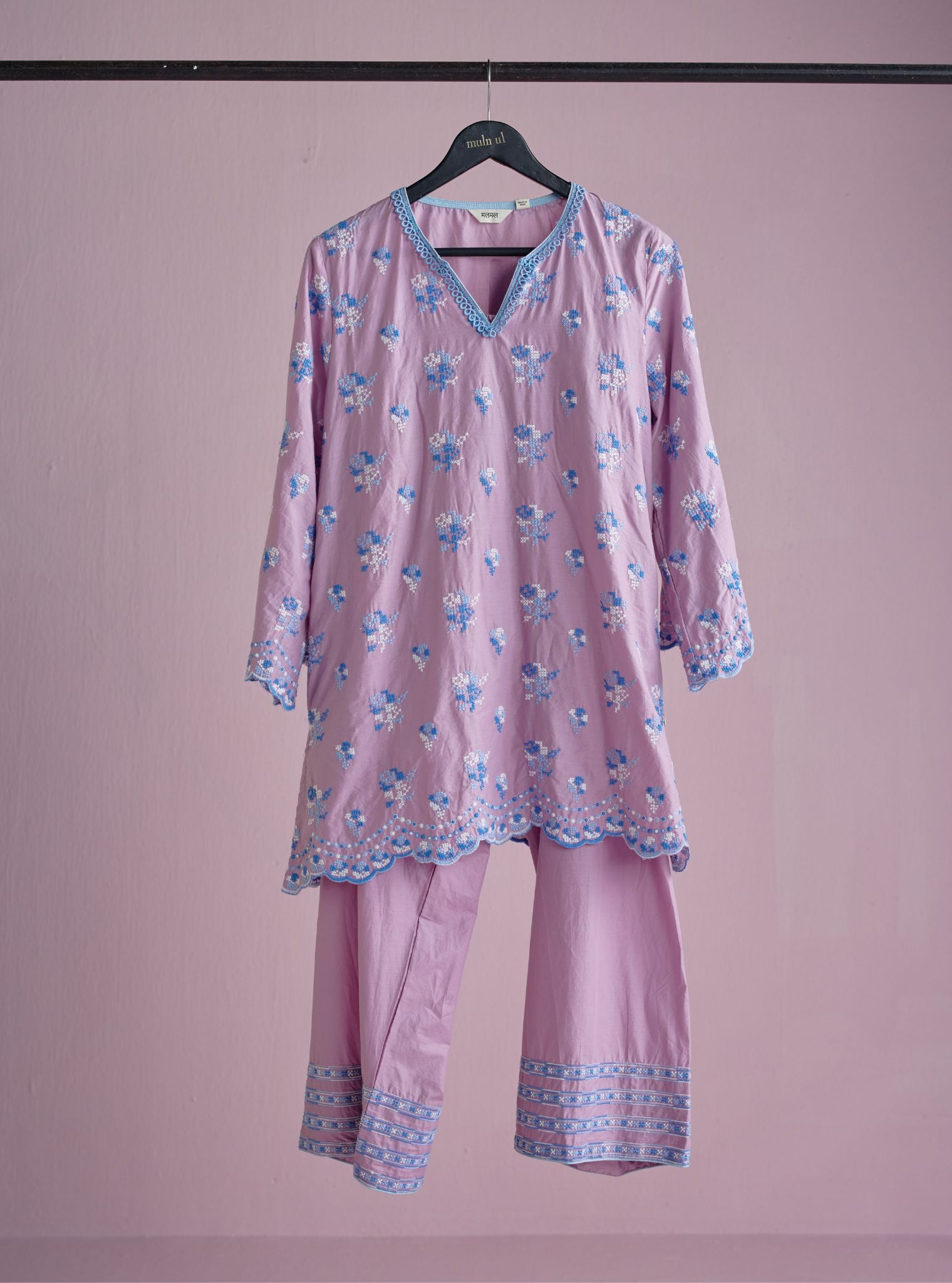 Aviya Supima Cotton Lilac Kurta With Farshi Salwar