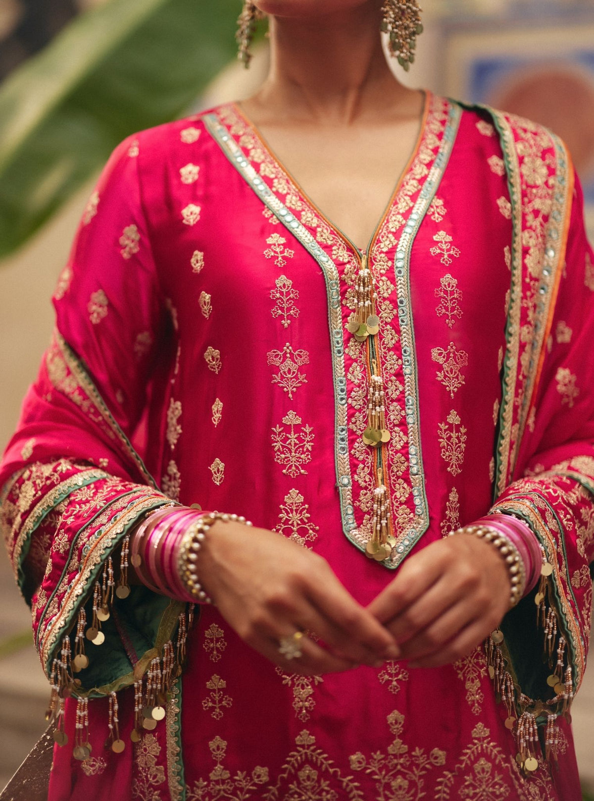Yaira Cupro Satin Fuchsia Kurta Set