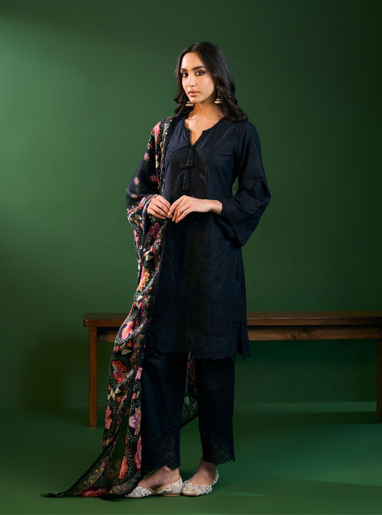 Riva Supima Cotton Black Kurta Set