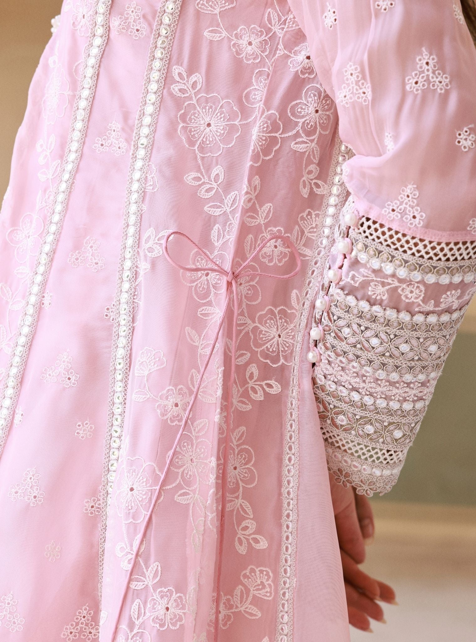 Lomika Pink Organza Anarkali Set