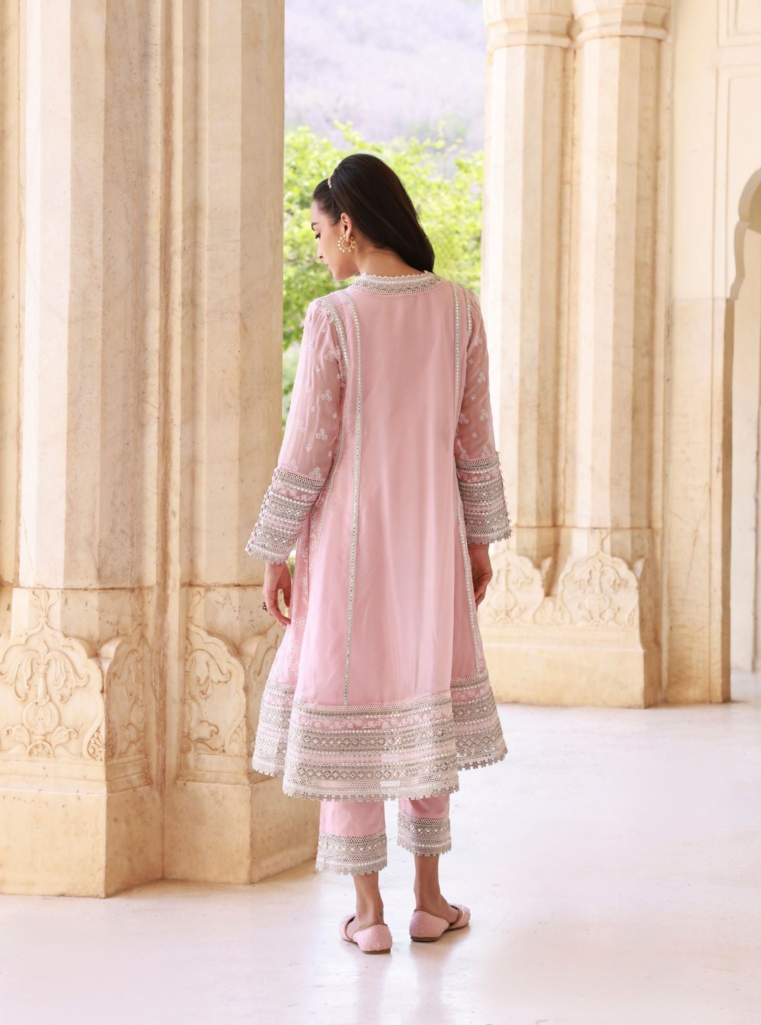 Lomika Pink Organza Anarkali Set