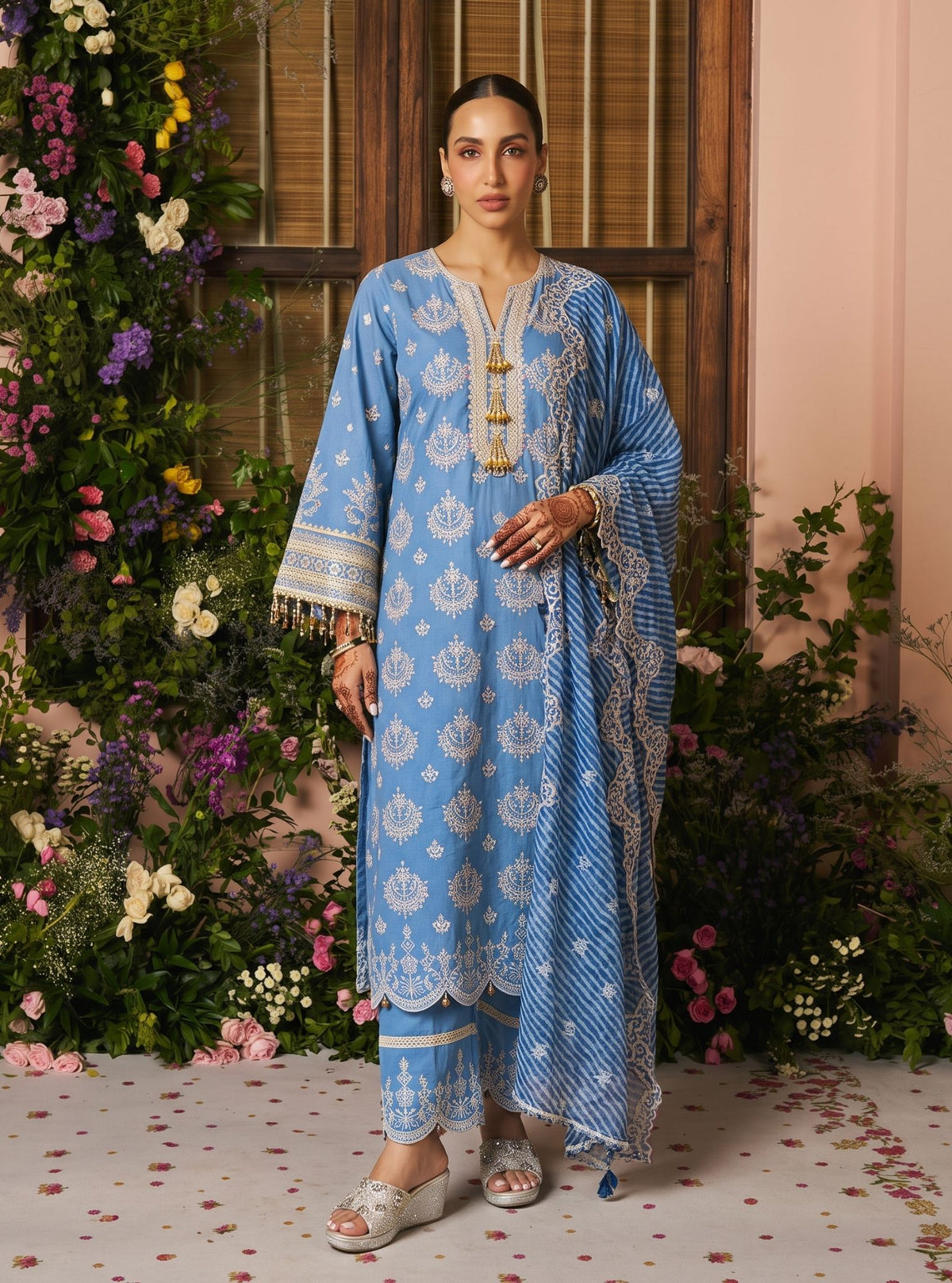Amie Supima Cotton Denim Kurta Set