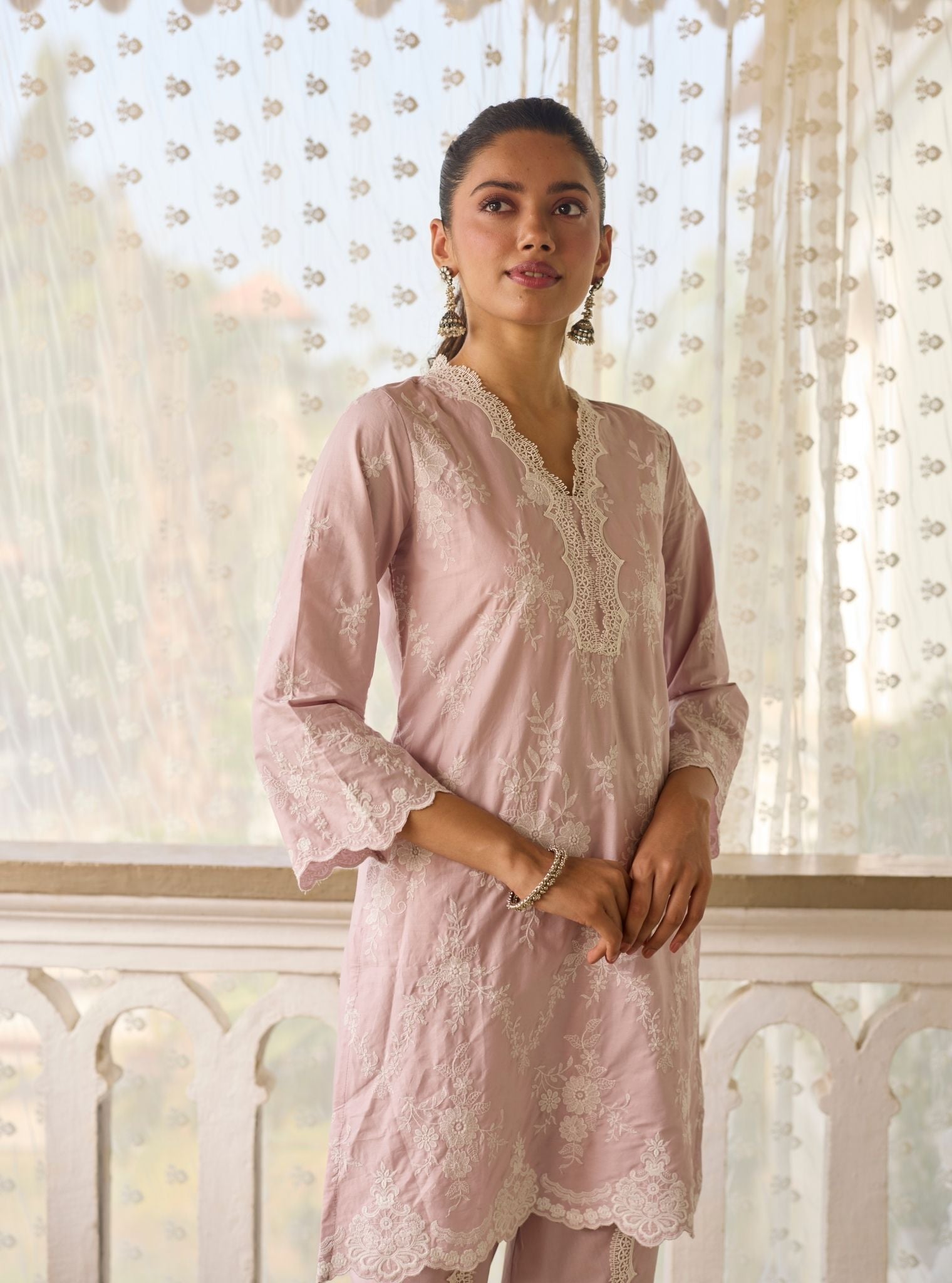 Jaitri Supima Cotton Dusty Pink Kurta Set