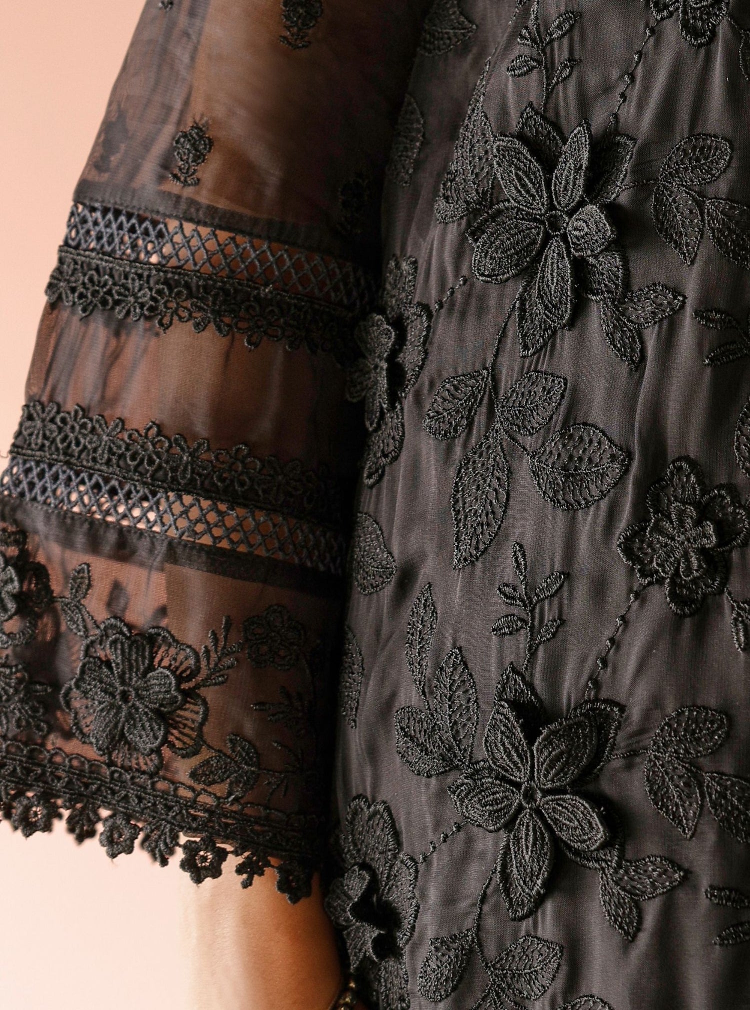 Citra Organza Black Kurta with Rasiya Black Pant Set