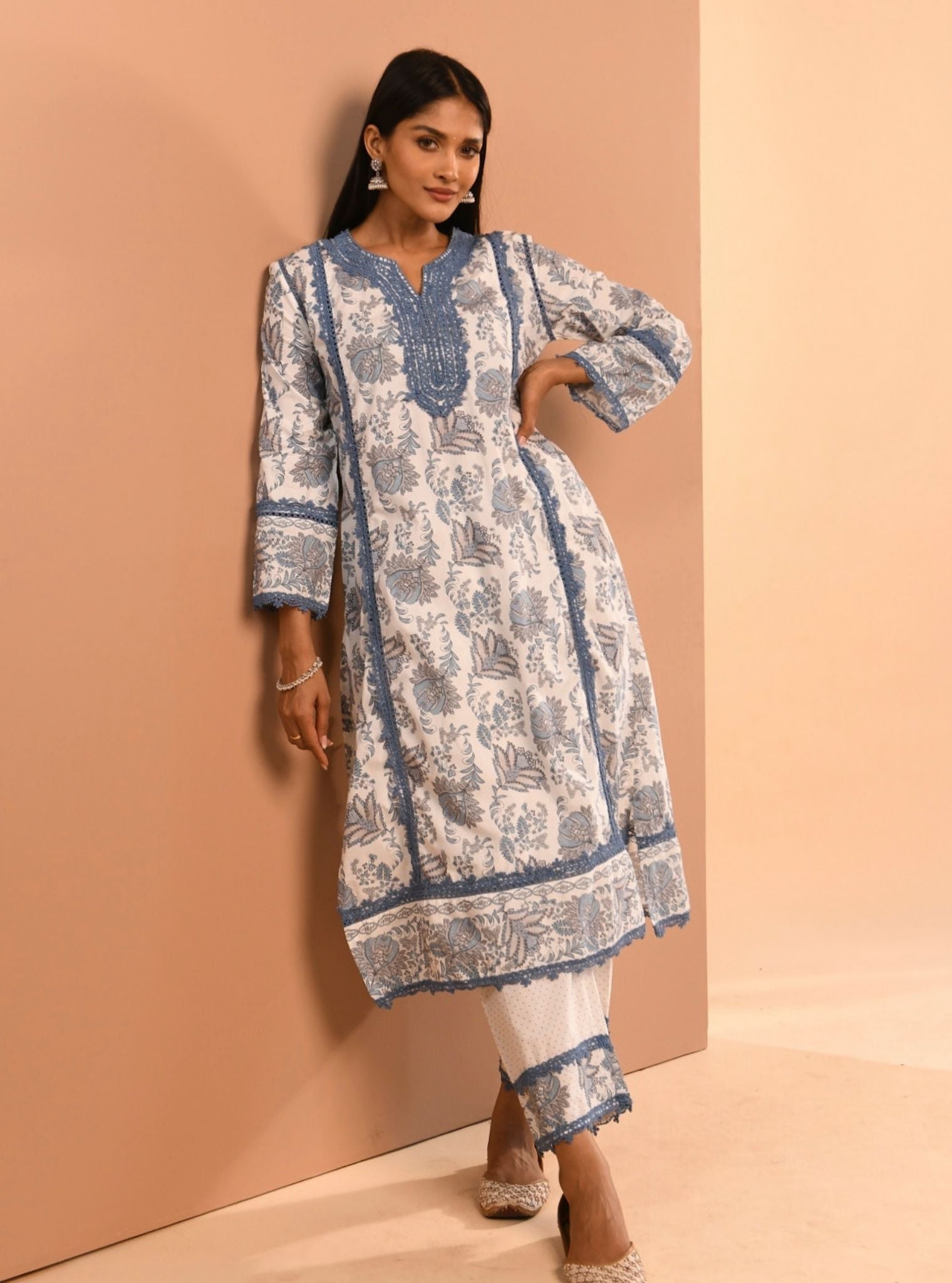 Mulmul Cotton Esti Blue Pant