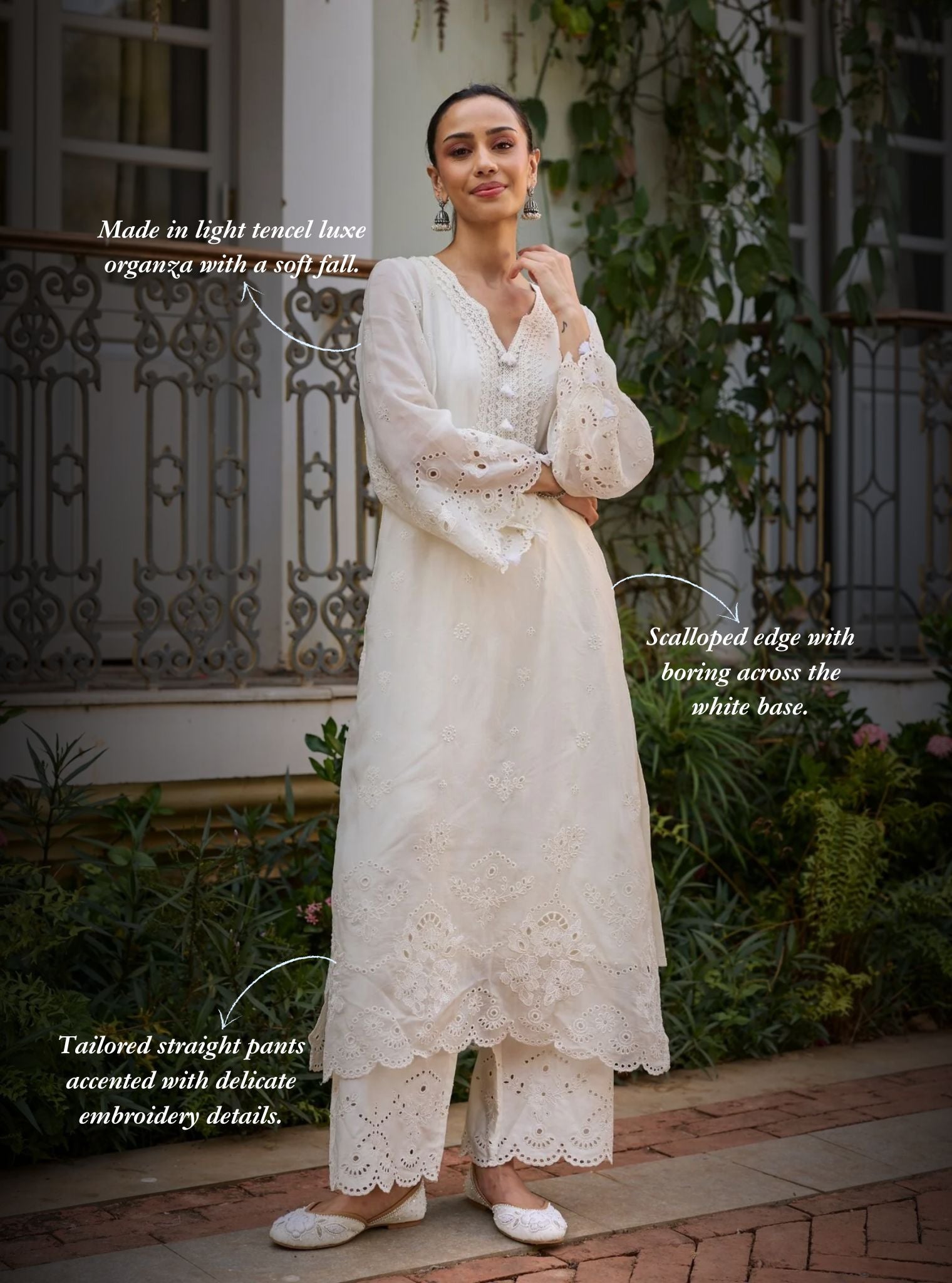 Miso Organza Off White Kurta Set
