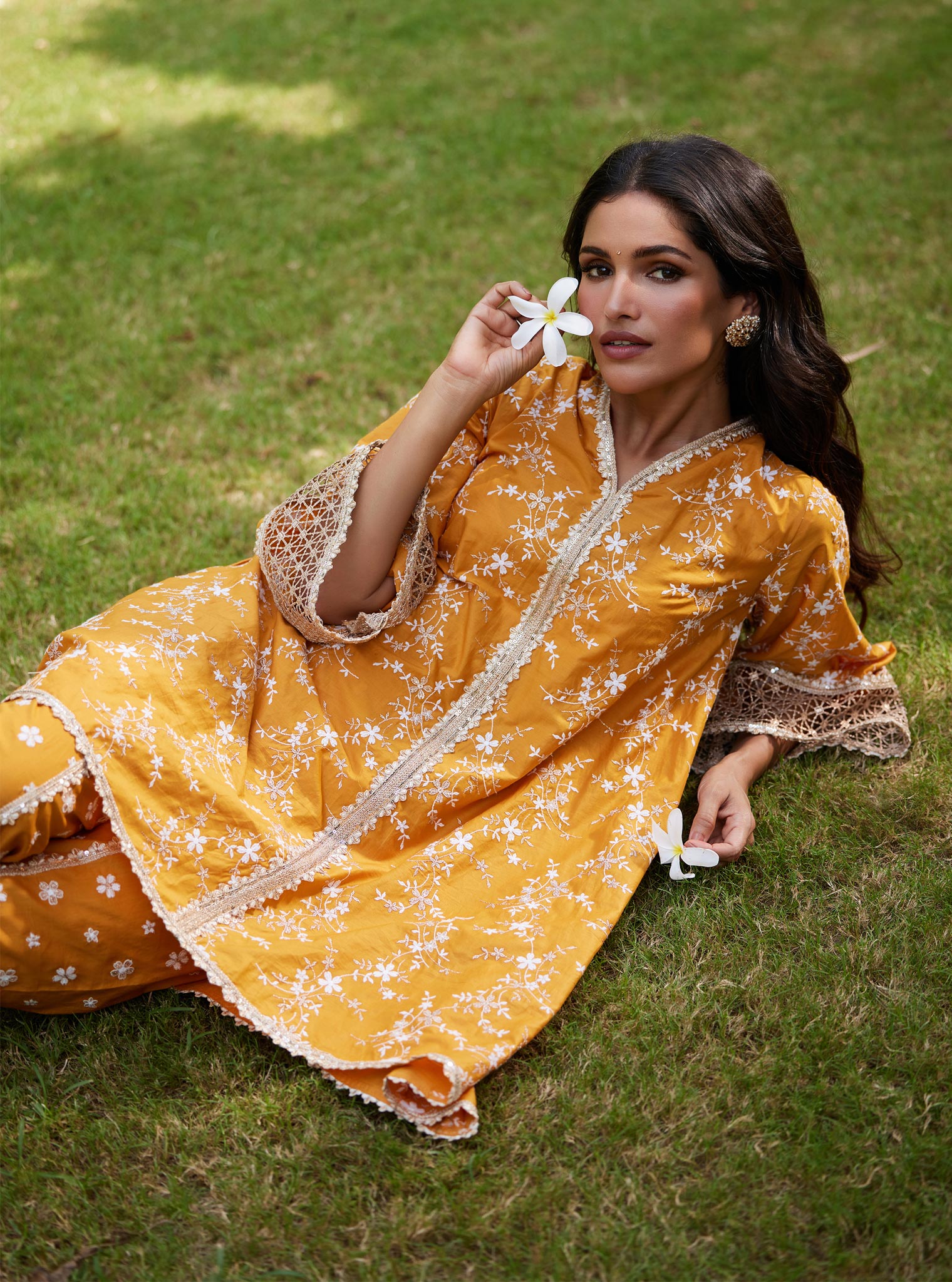 Mulmul Cotton Avira Orange Kurta