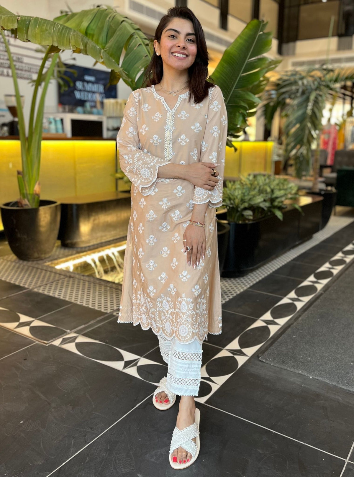 Mulmul Supima Cotton Arpora Beige kurta