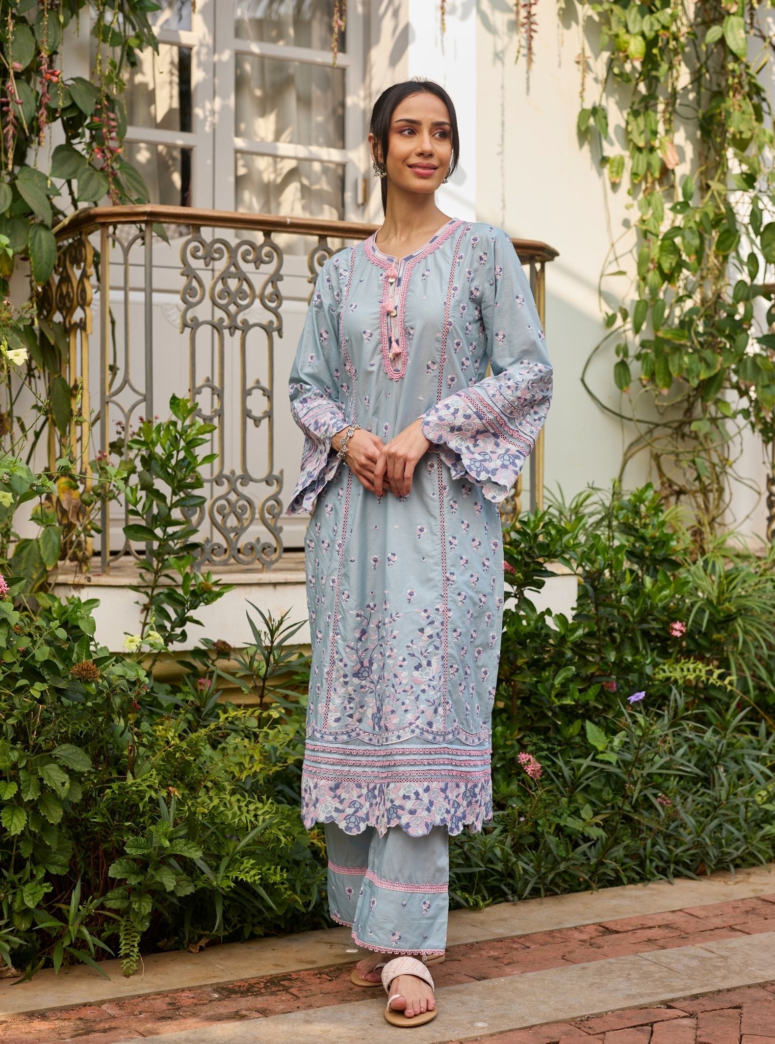 Lyo Supima Cotton Blue Kurta Set