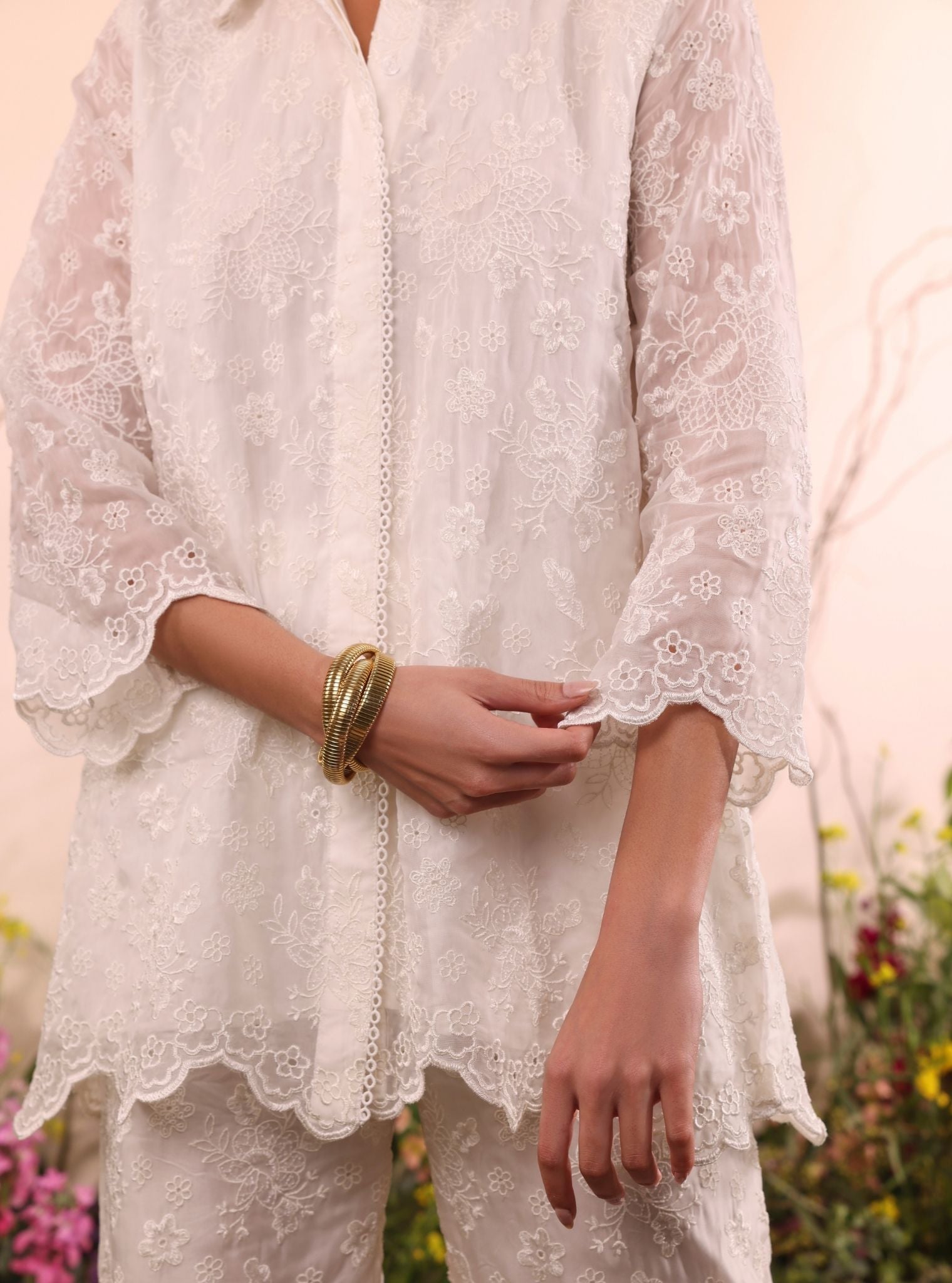 Lev Organza Off White Co-ord Set