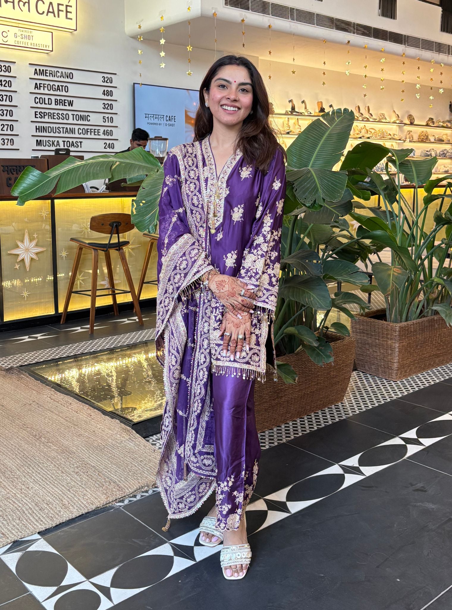 Saaj Cupro Satin Purple Kurta Set