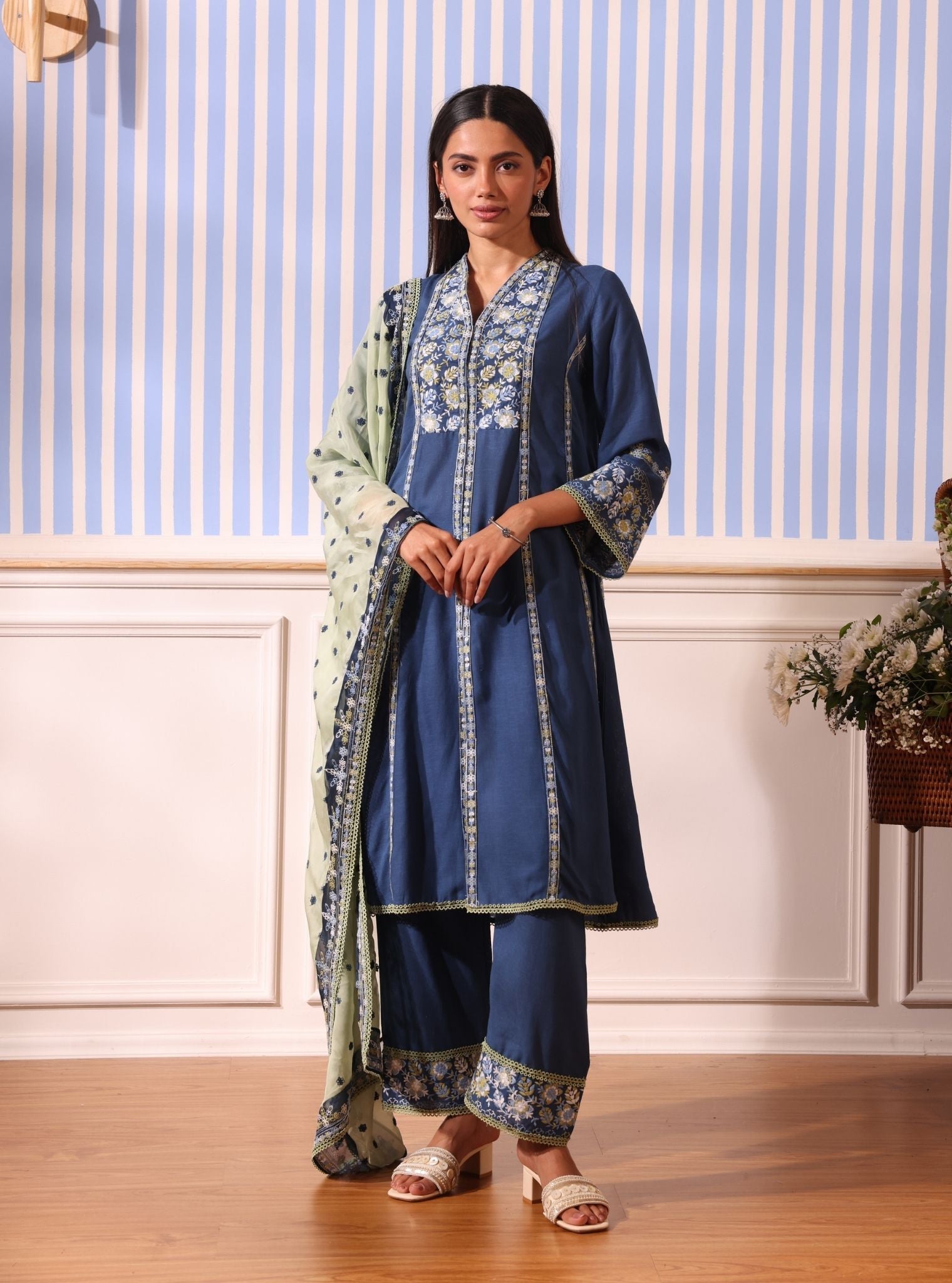 Mulmul Organza Siti Green Dupatta