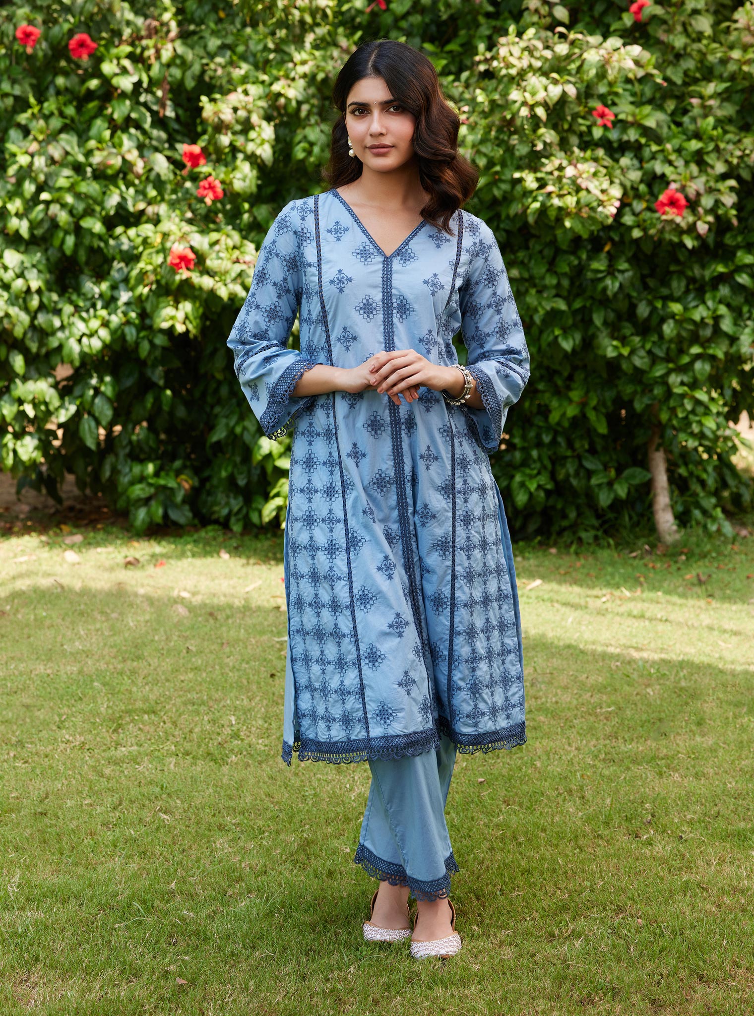 Mulmul Supima Cotton Seher Dark Blue Kurta