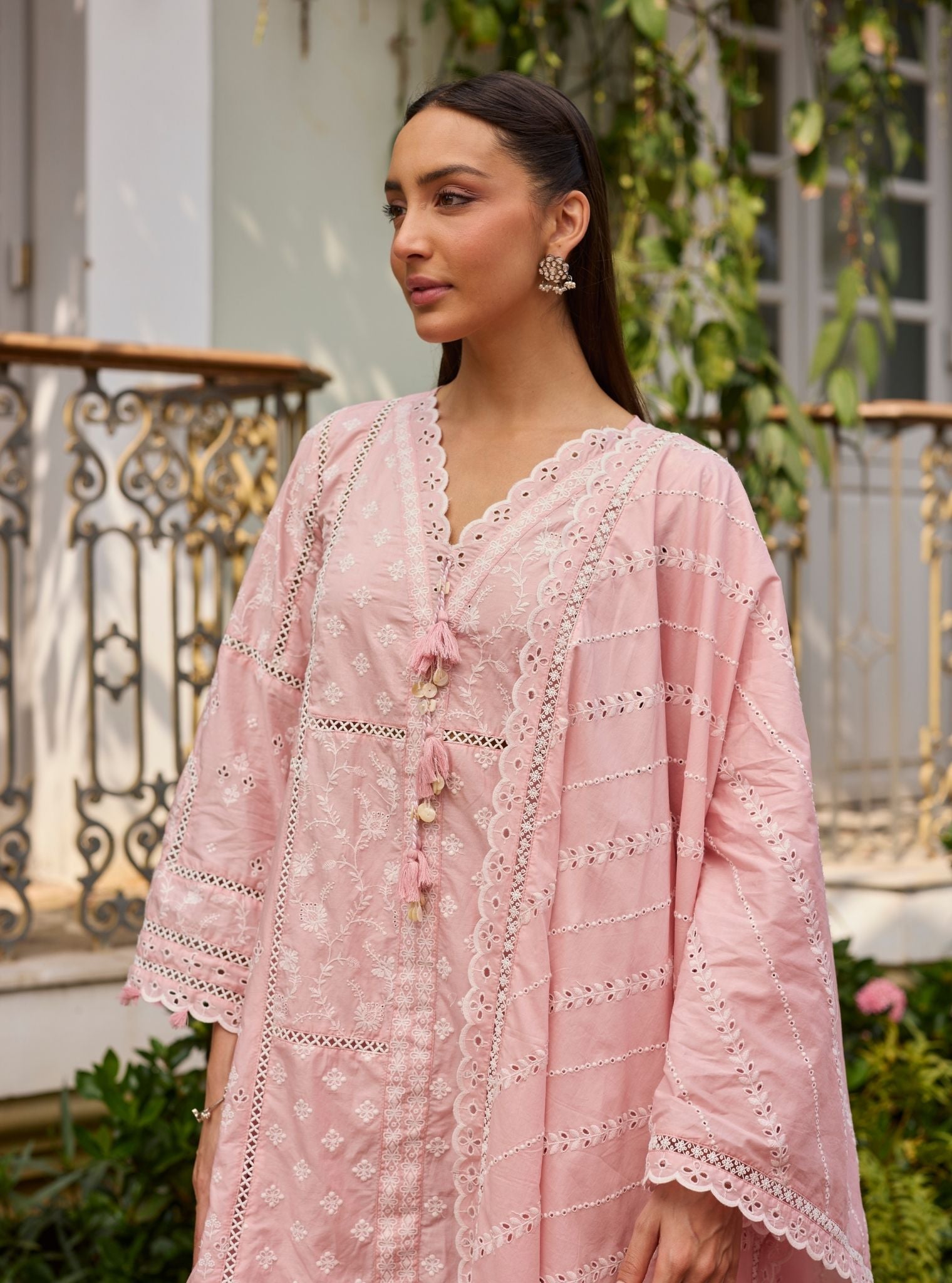 Enao Supima Cotton Pink Short Kurta Set