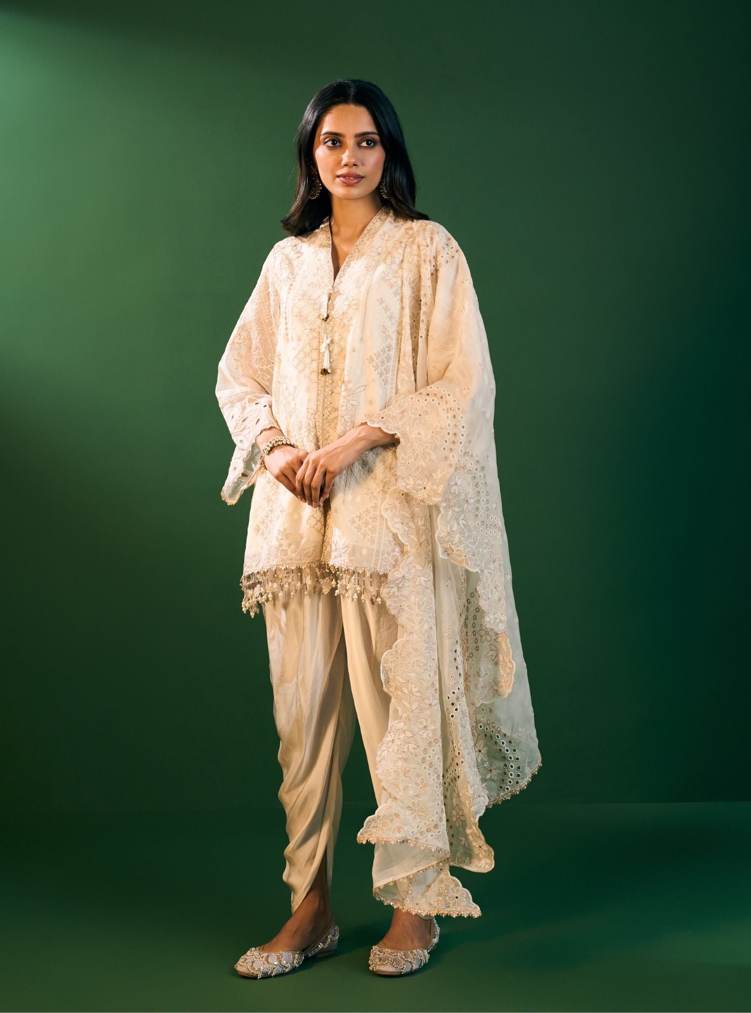 Riyana Organza Off White Kurta Set