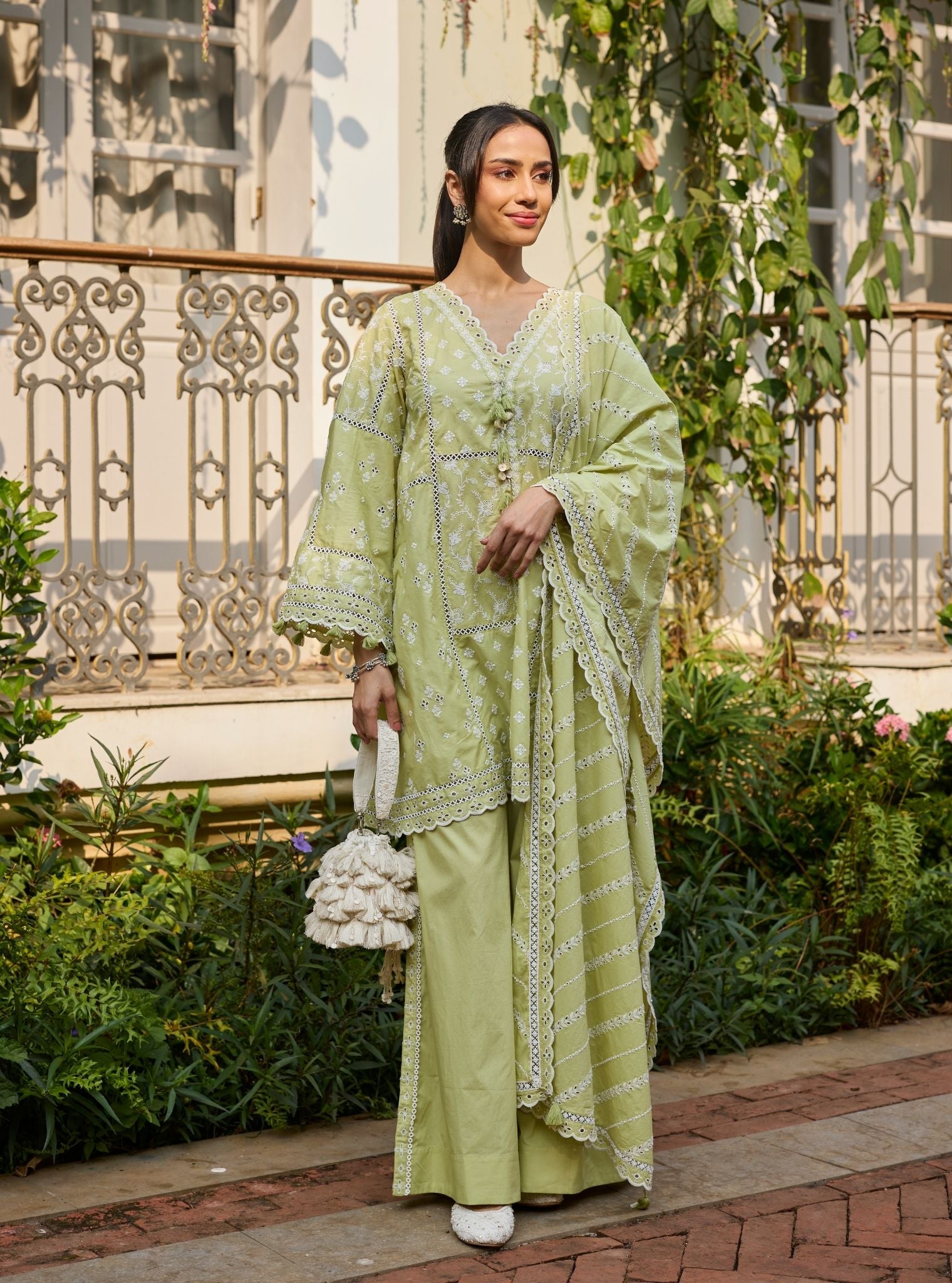 Enao Supima Cotton Lime Short Kurta Set