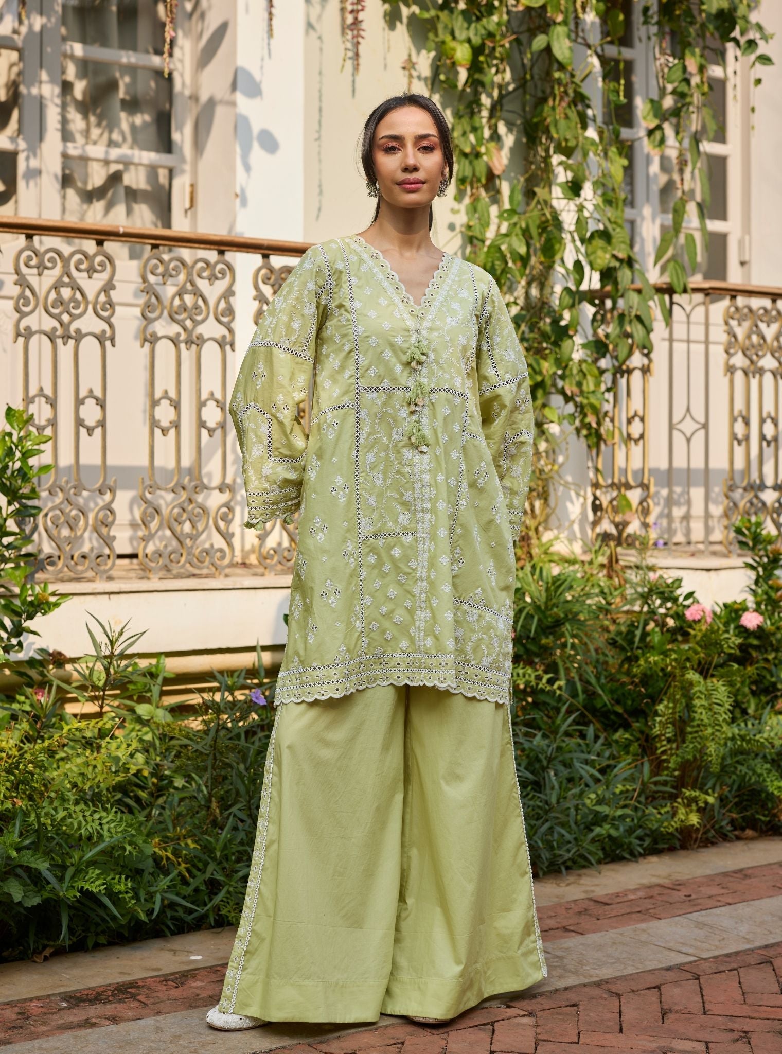 Enao Supima Cotton Lime Short Kurta Set