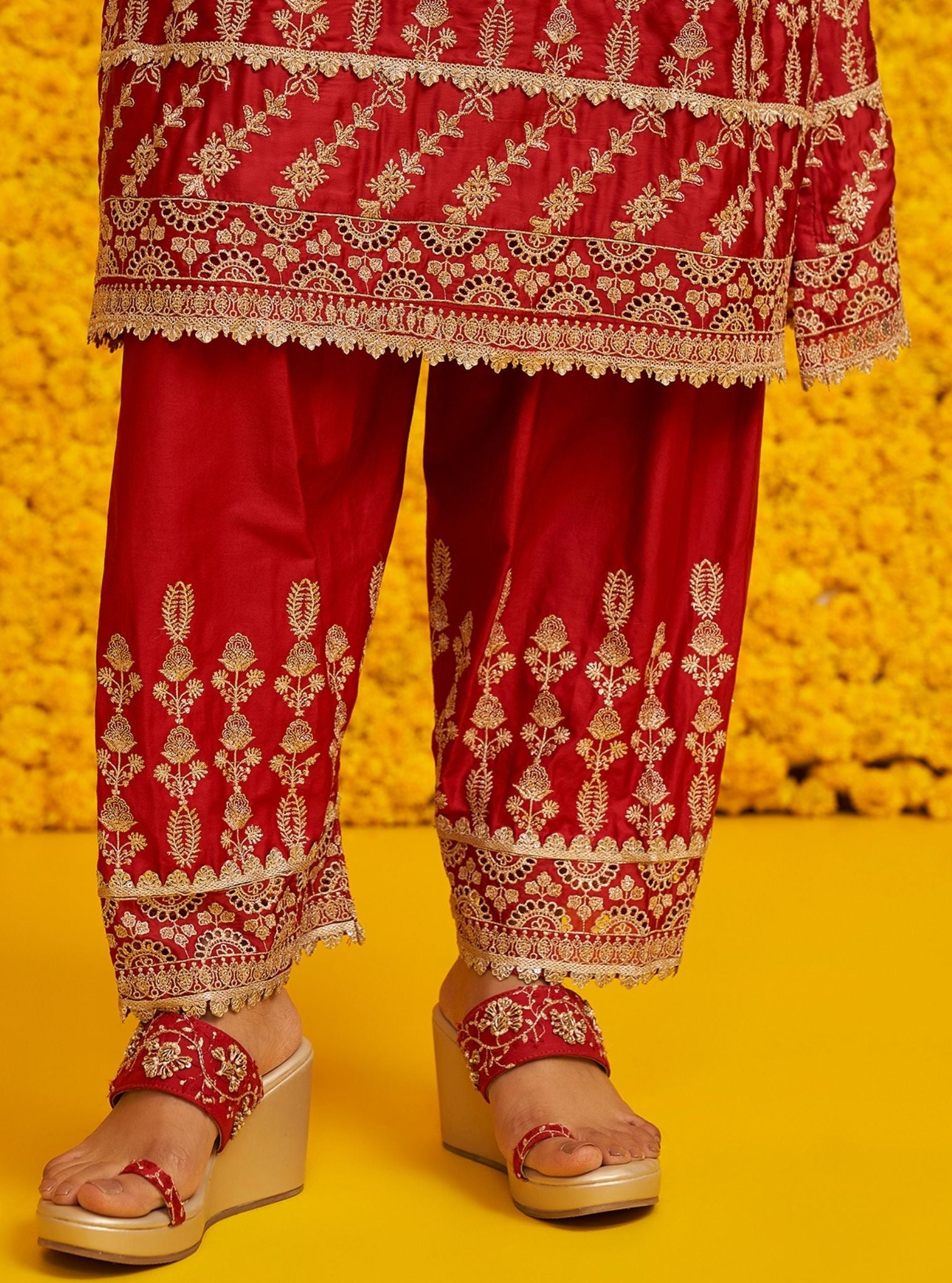 Ambar Pima Satin Red Pant