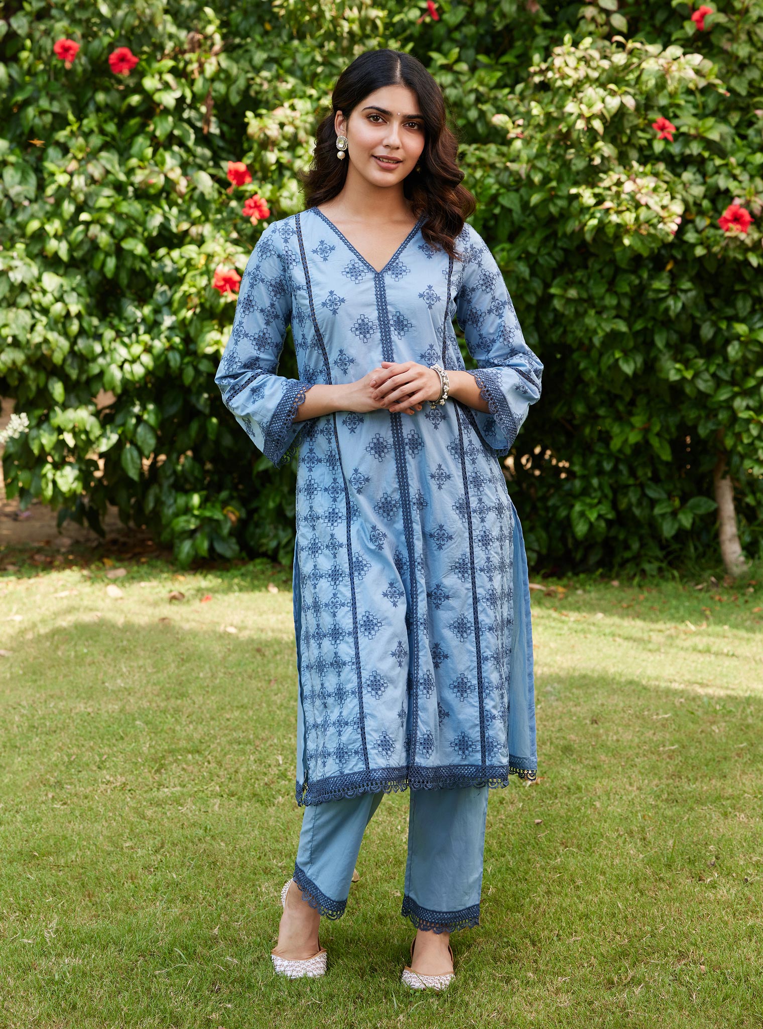 Mulmul Supima Cotton Seher Dark Blue Kurta