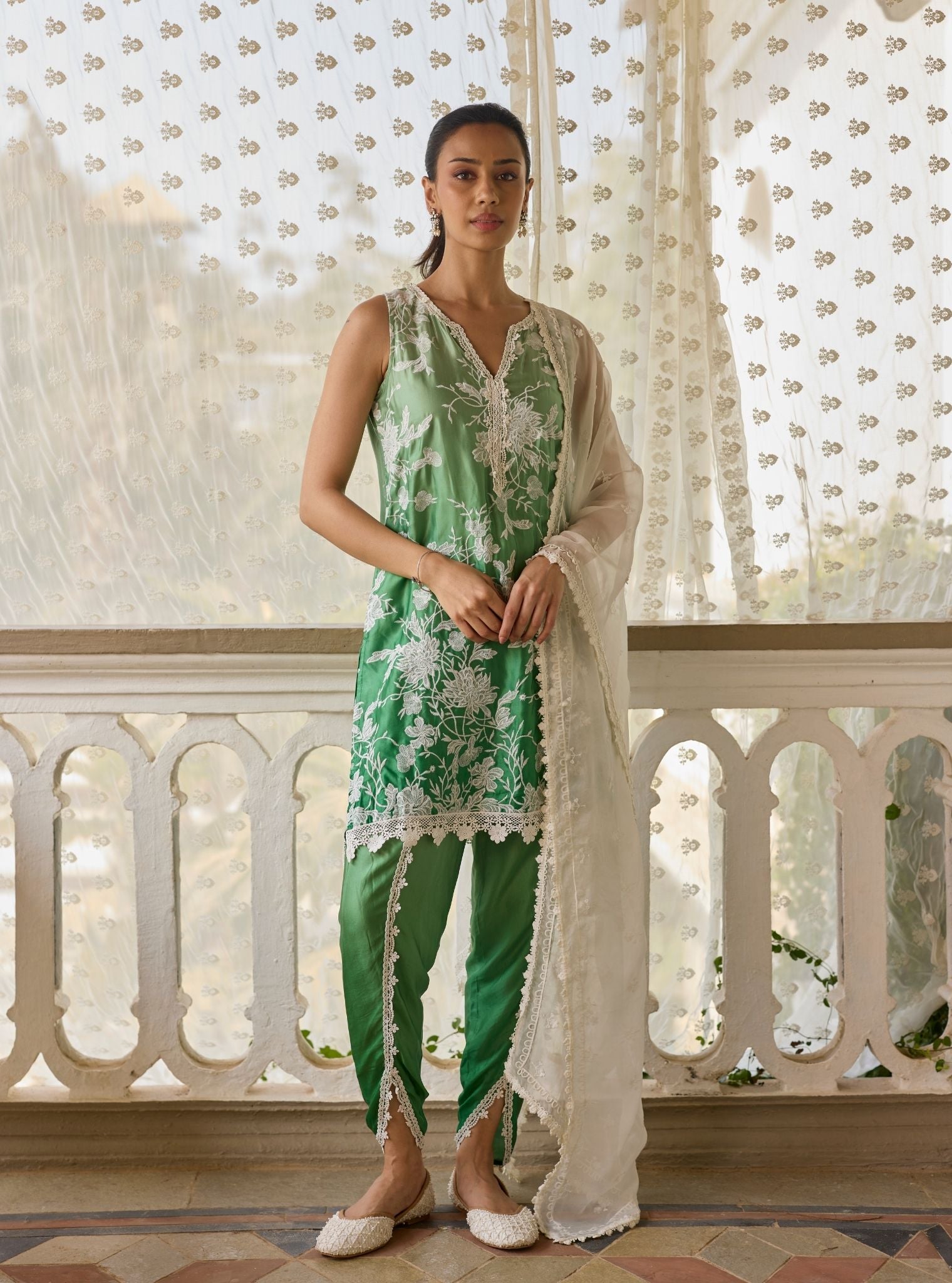 Midori Cupro Ombre Green Kurta Set