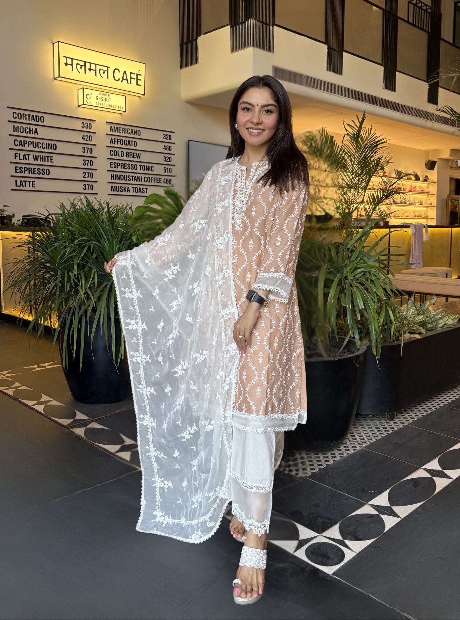 Maneri Supima Cotton Beige Kurta Set