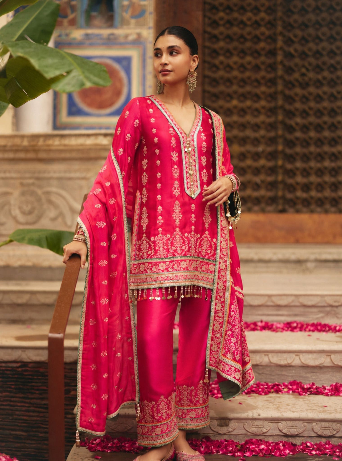 Yaira Cupro Satin Fuchsia Kurta Set