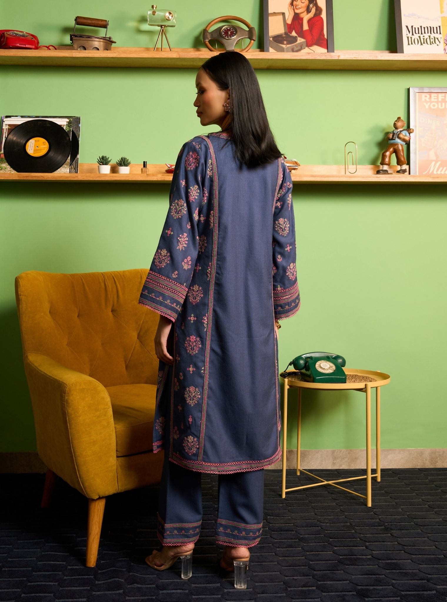 Heidi Wool Navy Kurta Set