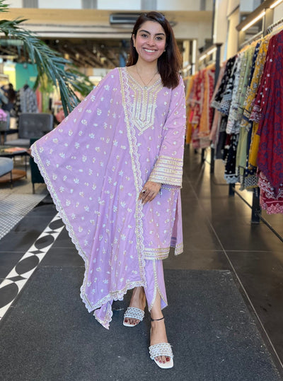 Mulmul Supima Cotton Marcel Lilac Dupatta