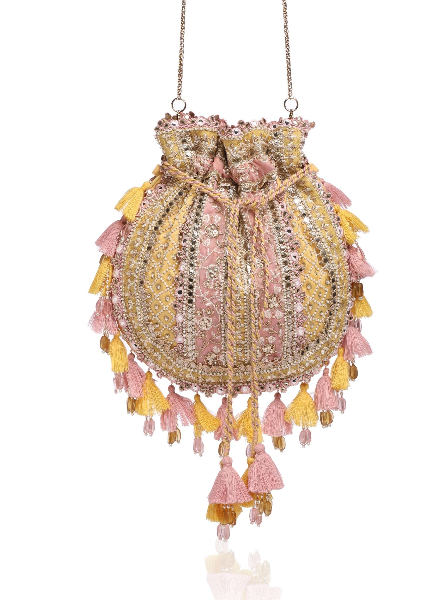 The Jodhpur Charm Yellow Potli Bag