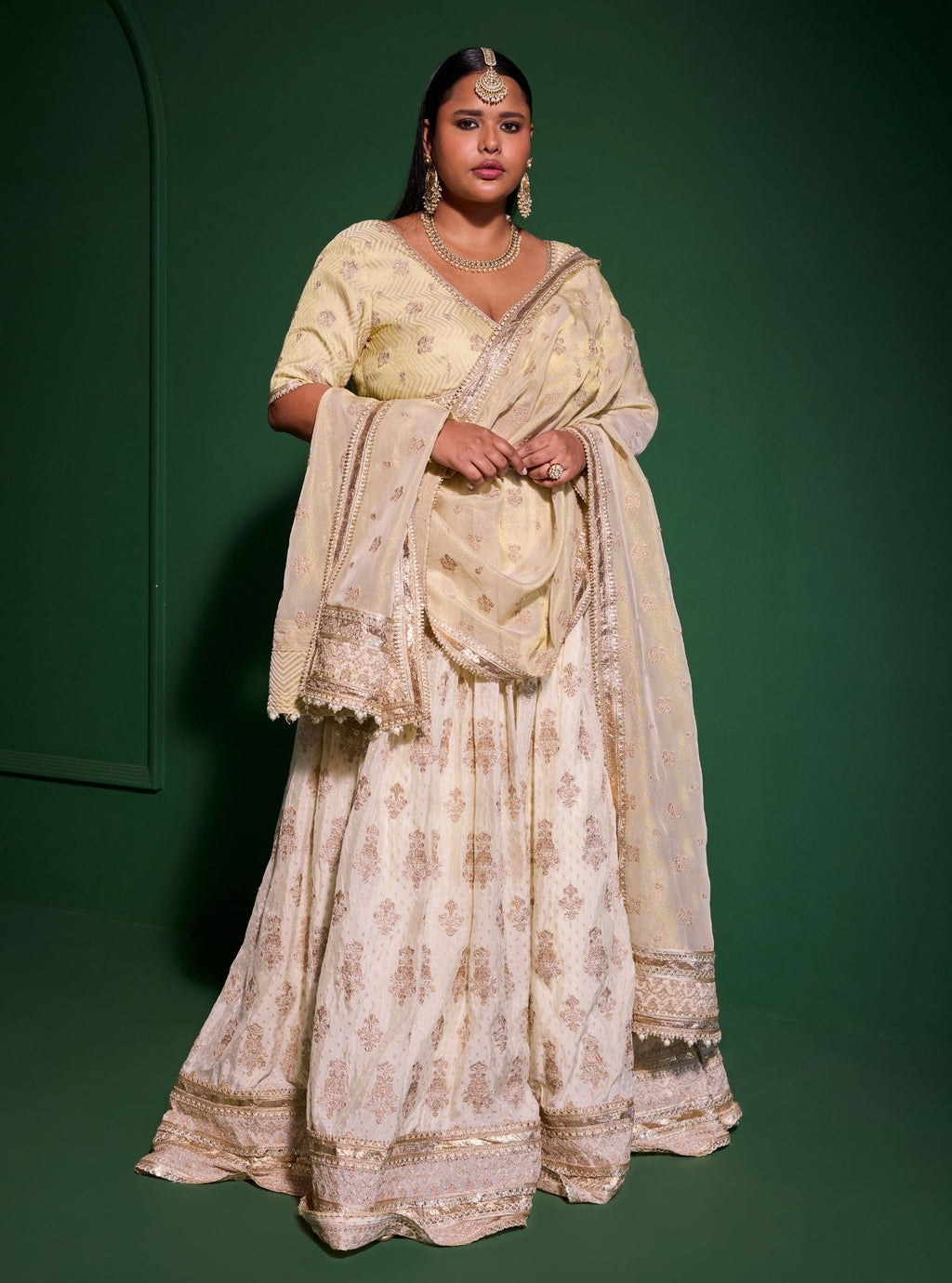 Rang Banarsi Off White Lehenga