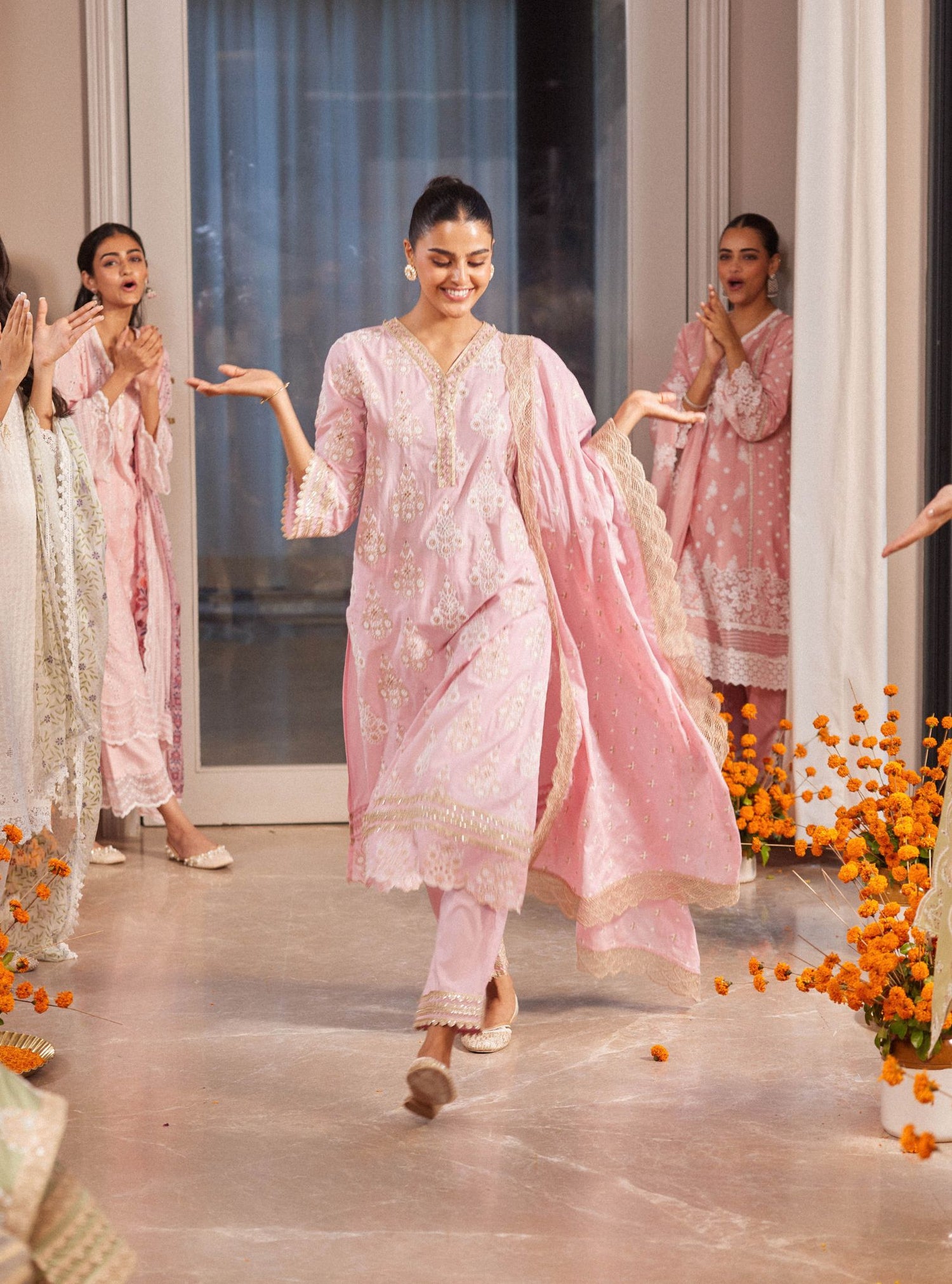 Mulmul Supima Cotton Kainat Pink Kurta main image 1