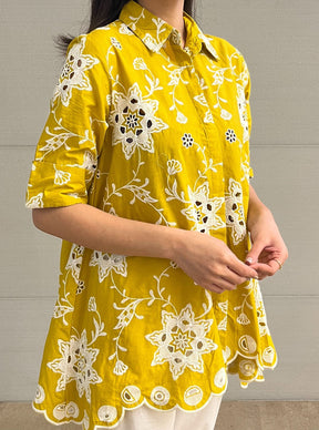 Mulmul Cotton Eve Yellow Shirt