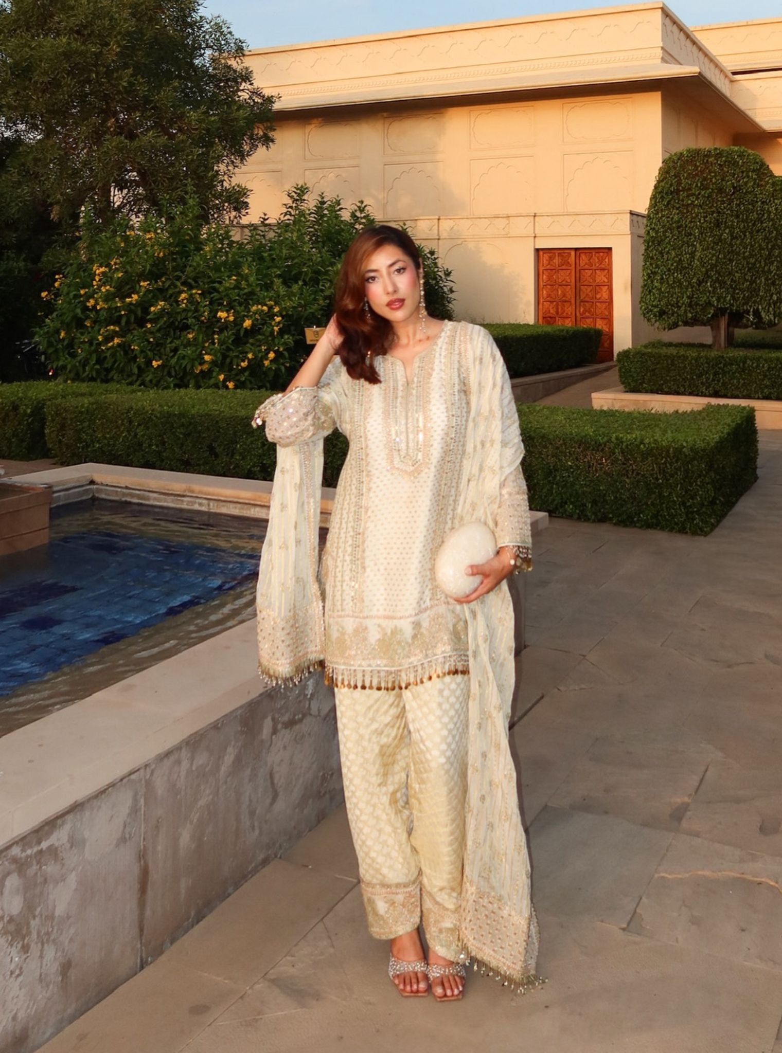 Panchi Banarsi Off White Kurta Set
