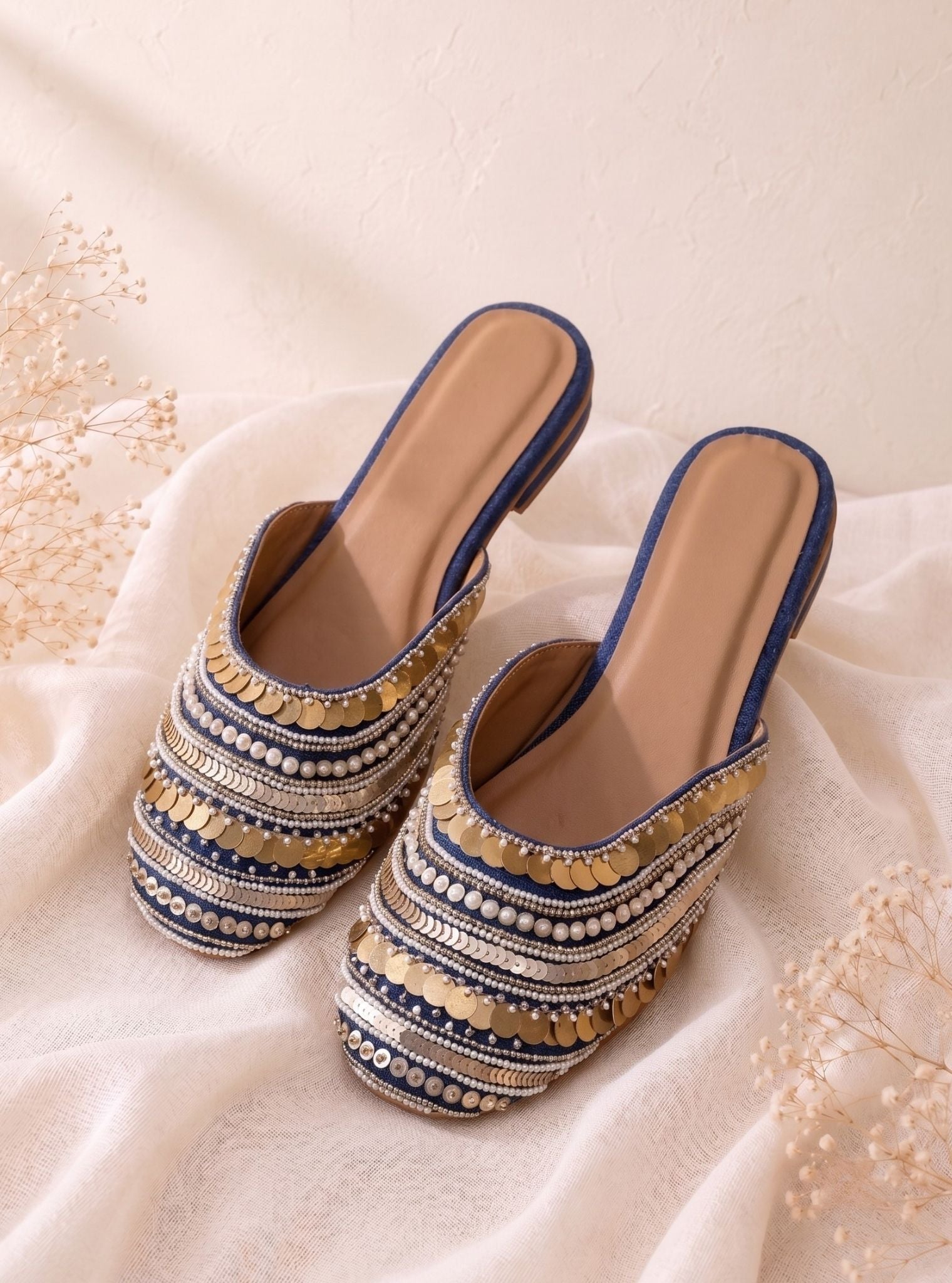 Indigo Denim Mule Sandal