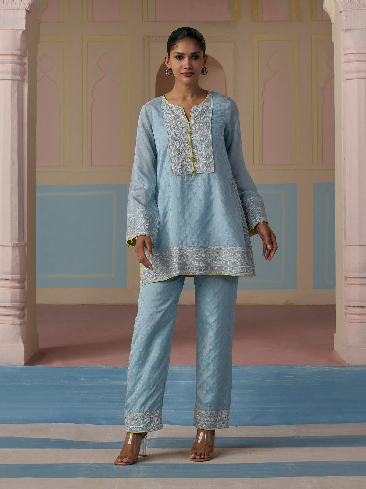 Elara Banarasi Light Blue Co-ord Set