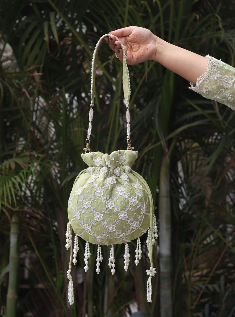 Mulmul Dewangi Red Potli Bag