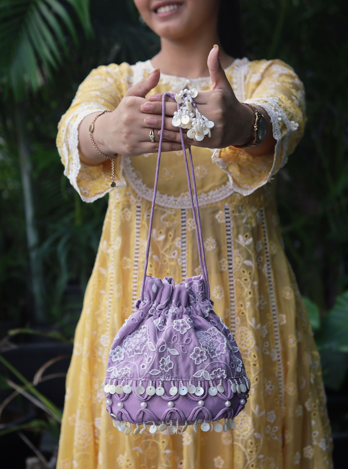 Mulmul Riddhi Purple Potli Bag