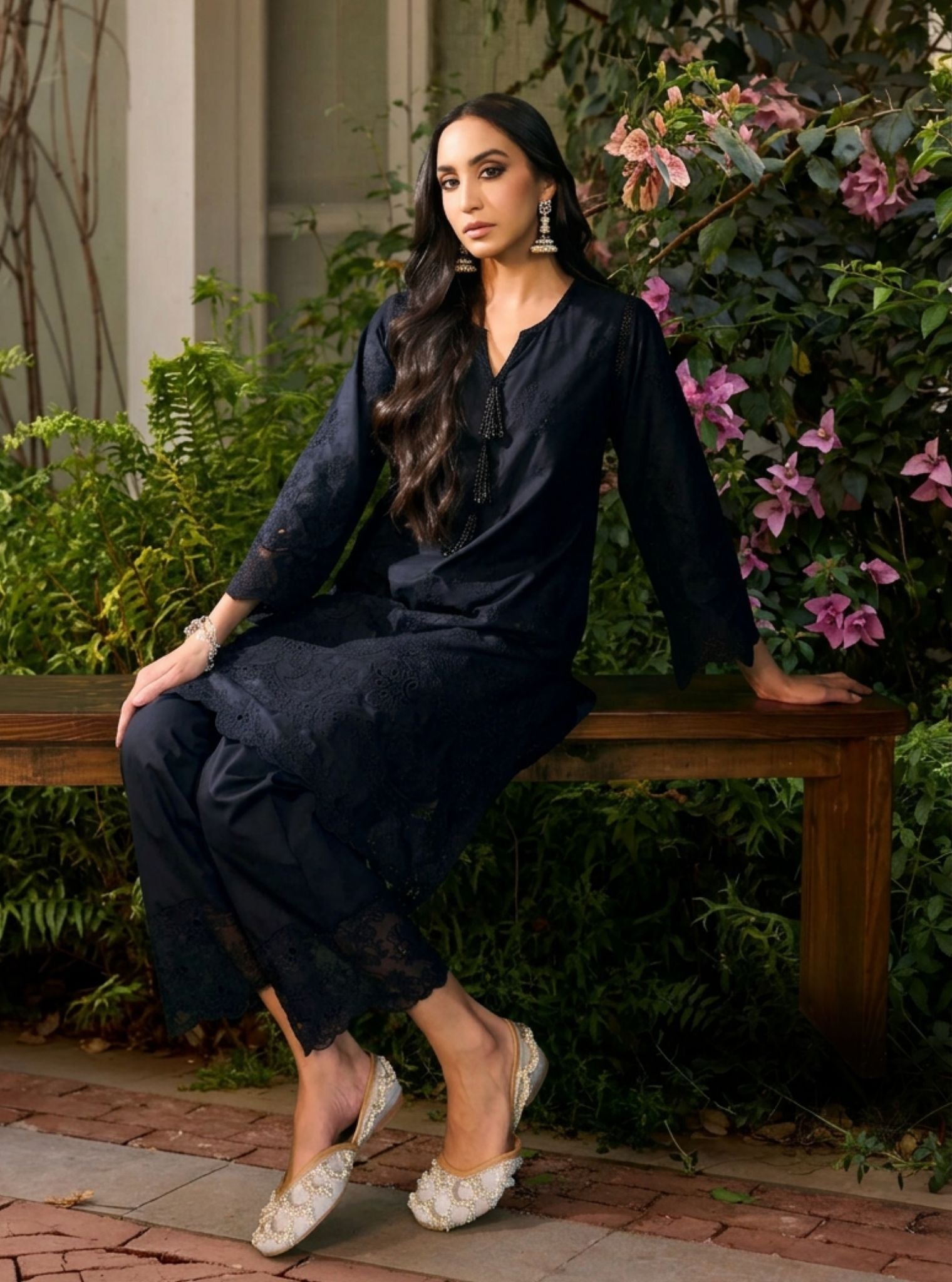 Riva Supima Cotton Black Kurta Set