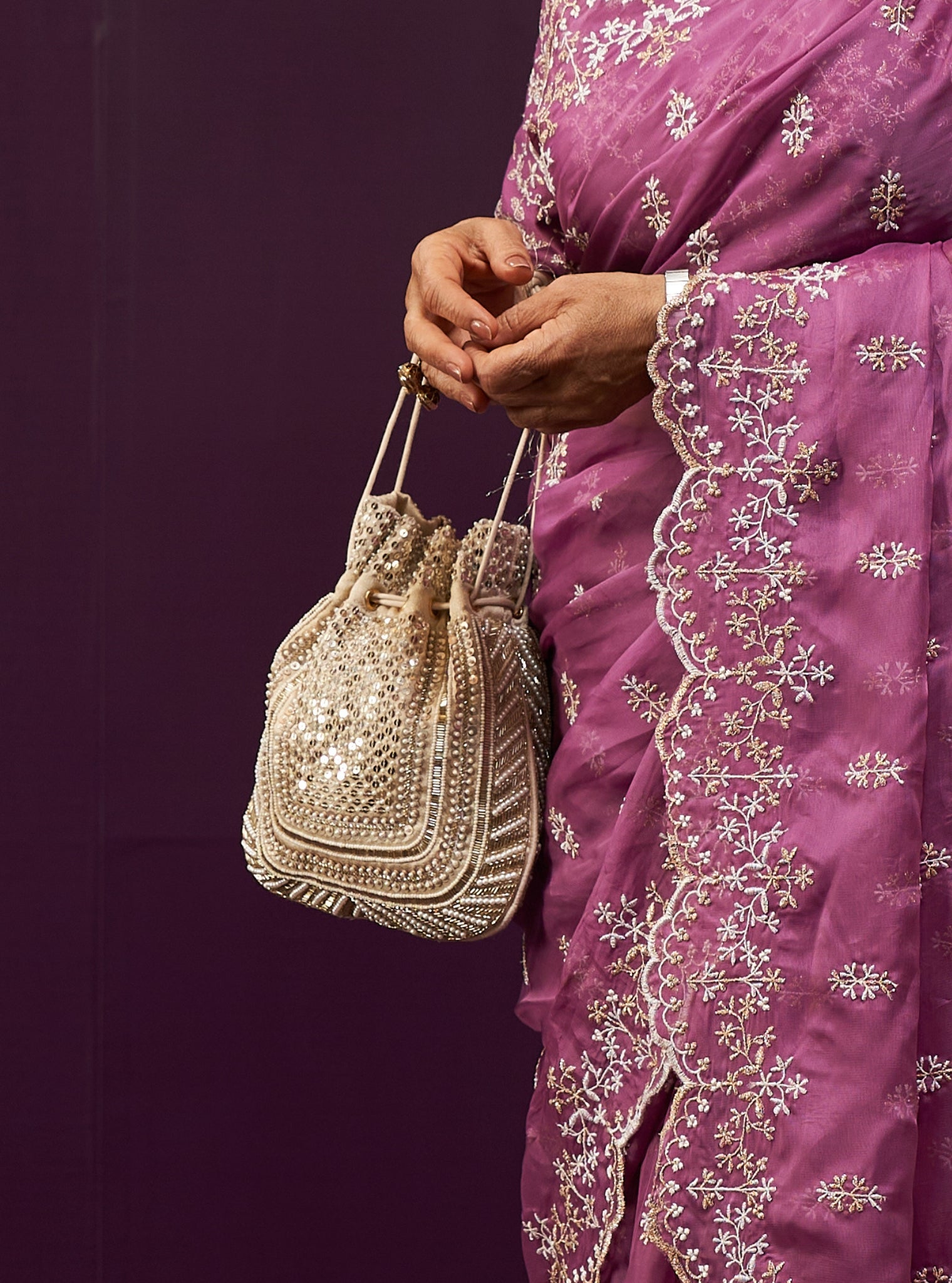 Mulmul Zarina Gold Potli Bag