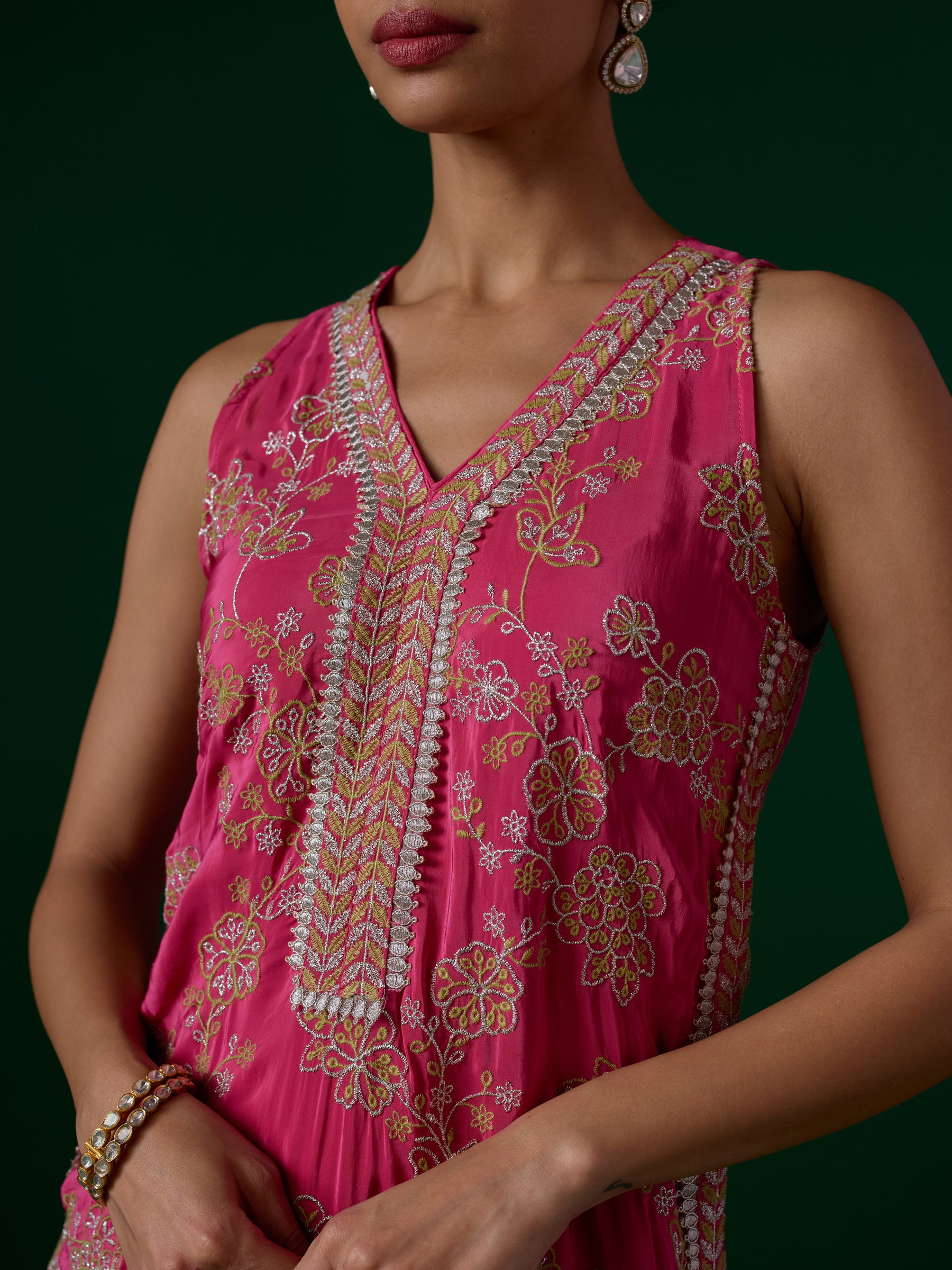 Jivara Crepe Fuschia Kurta Set