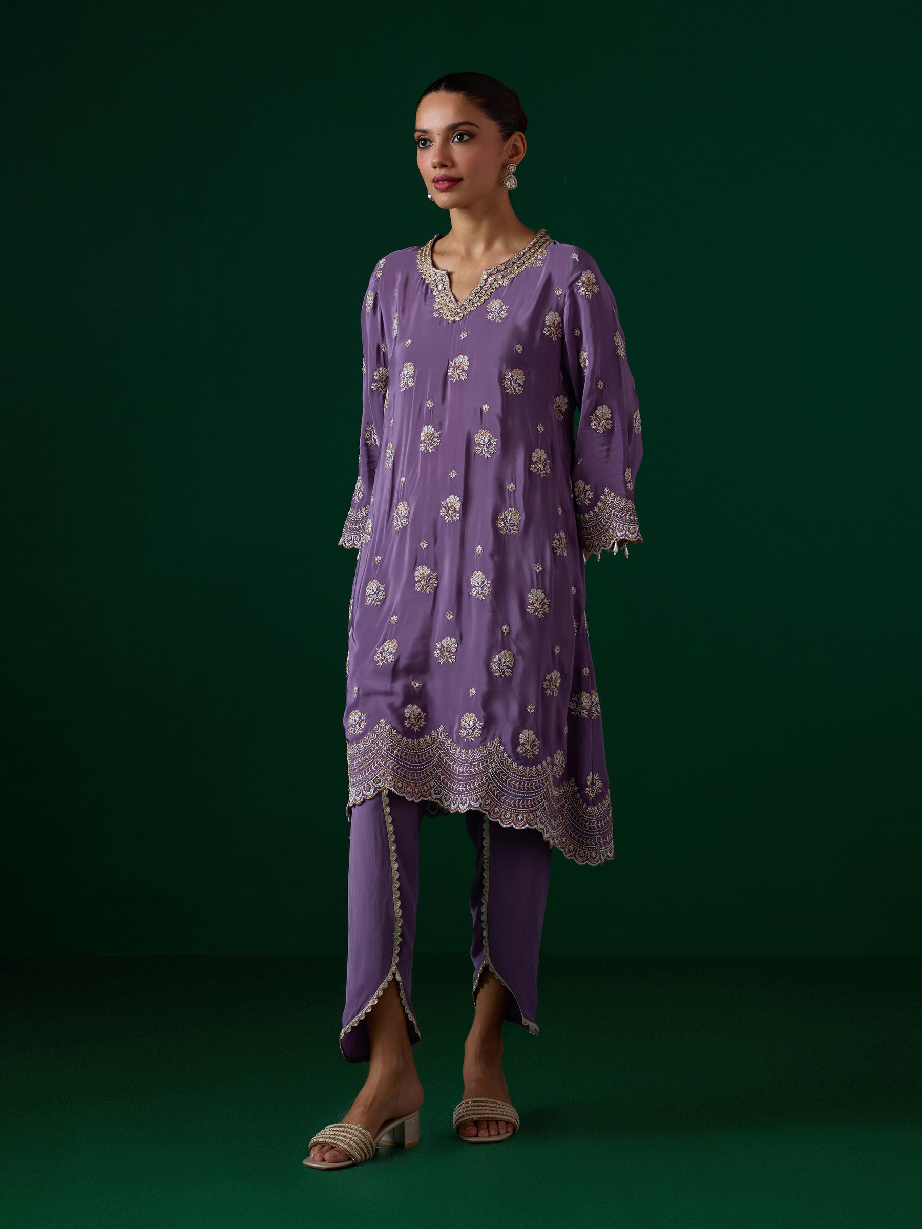 Mehar Crepe Violet Kurta Set
