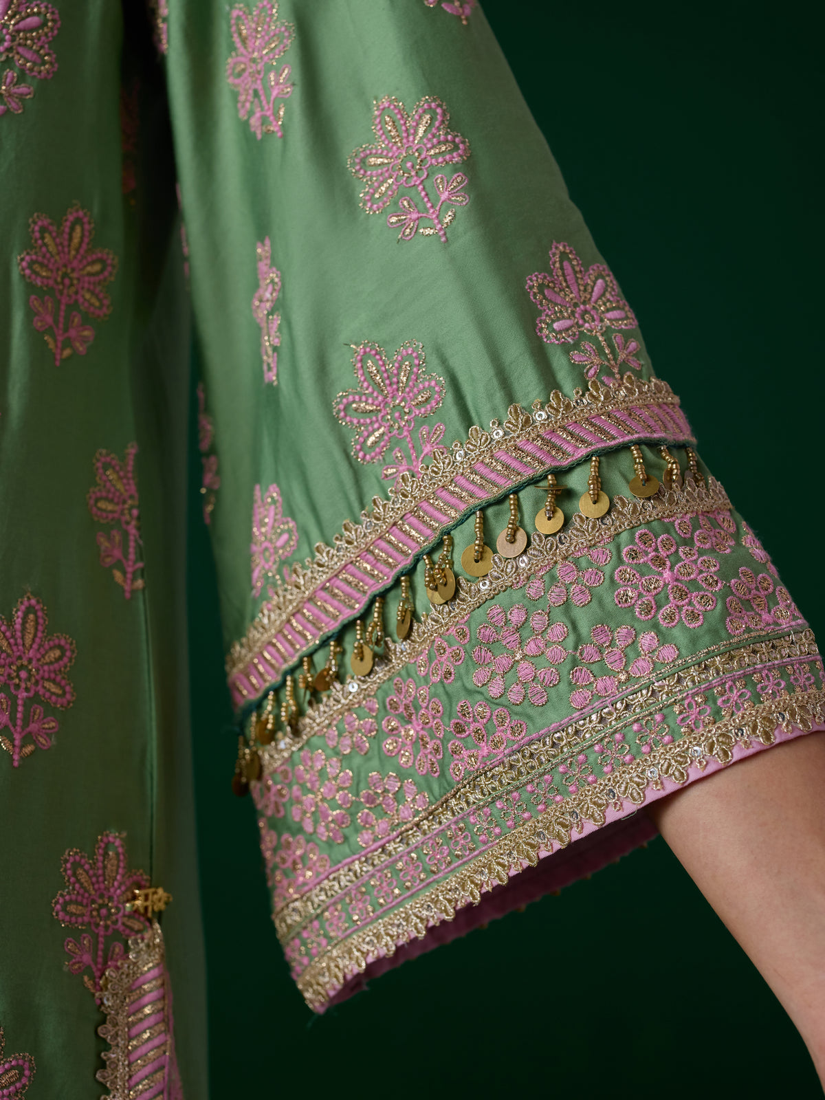 Lani Pima Satin Green Kurta Set