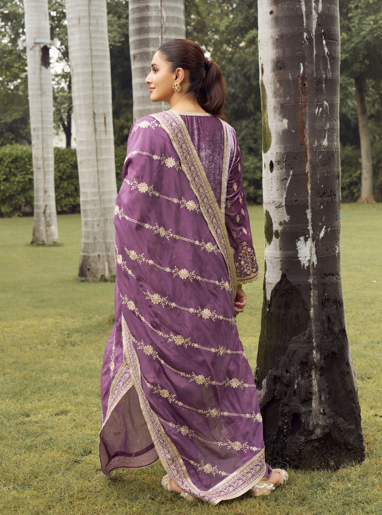 Shayari Velvet Lavender Kurta with Dhoti Pant Set