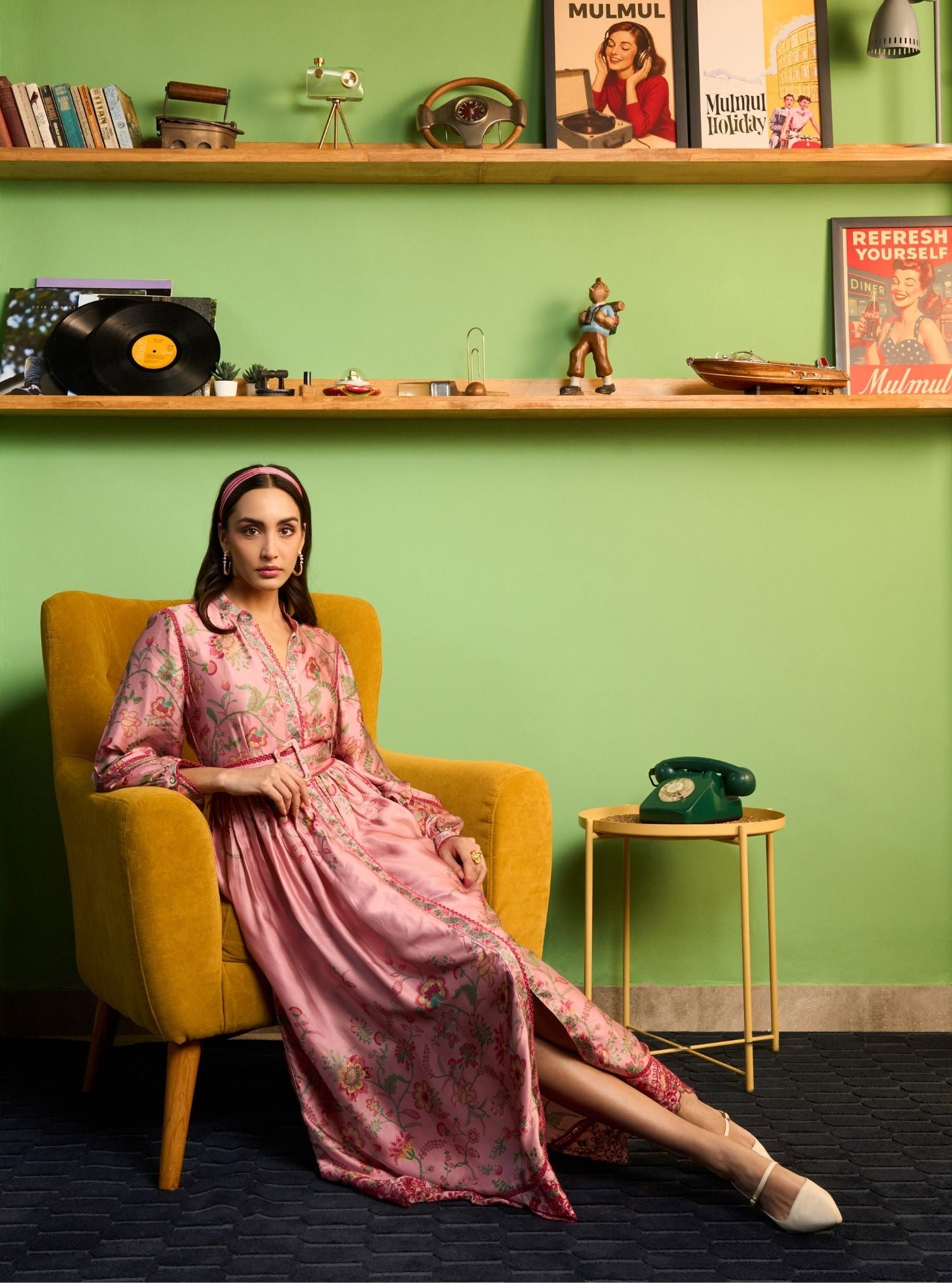 Samreen Cupro Satin Pink Printed Dress