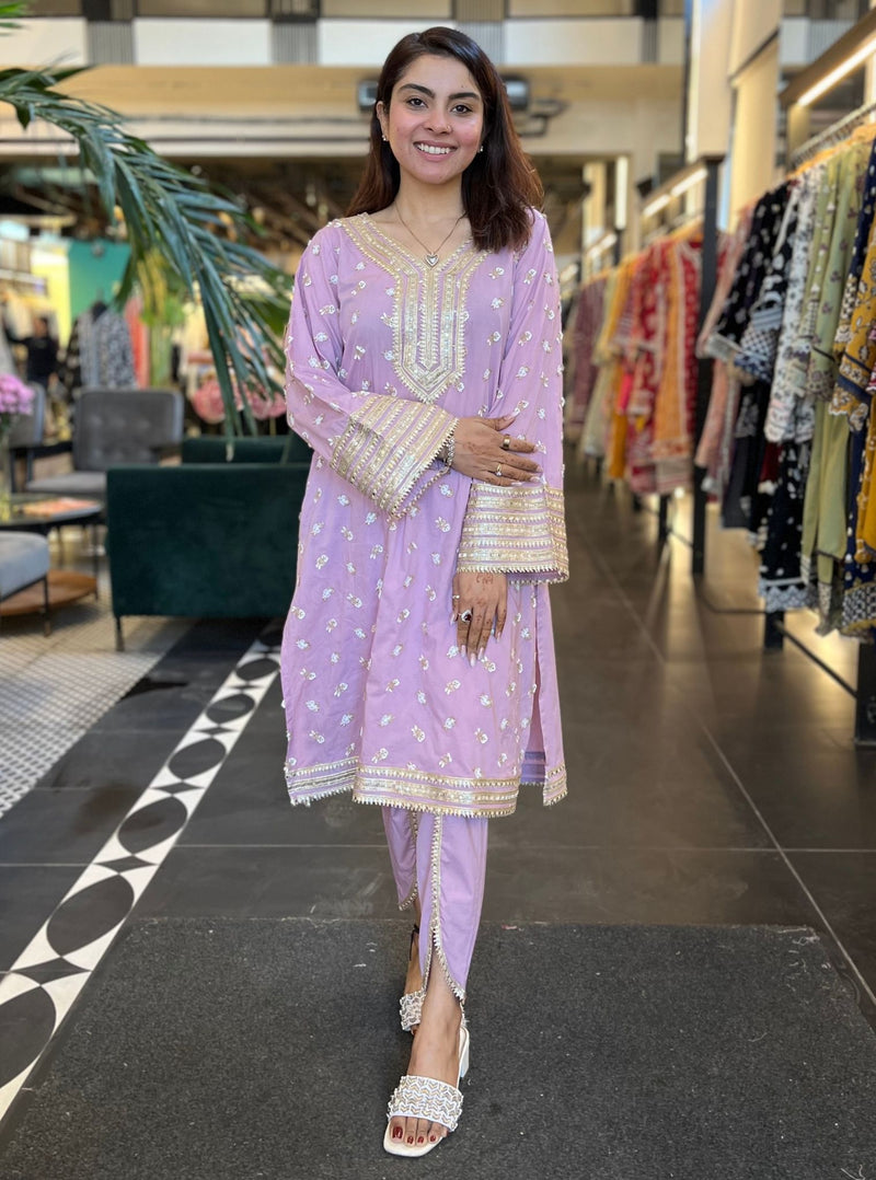 Mulmul Supima Cotton Poetry Lilac Kurta