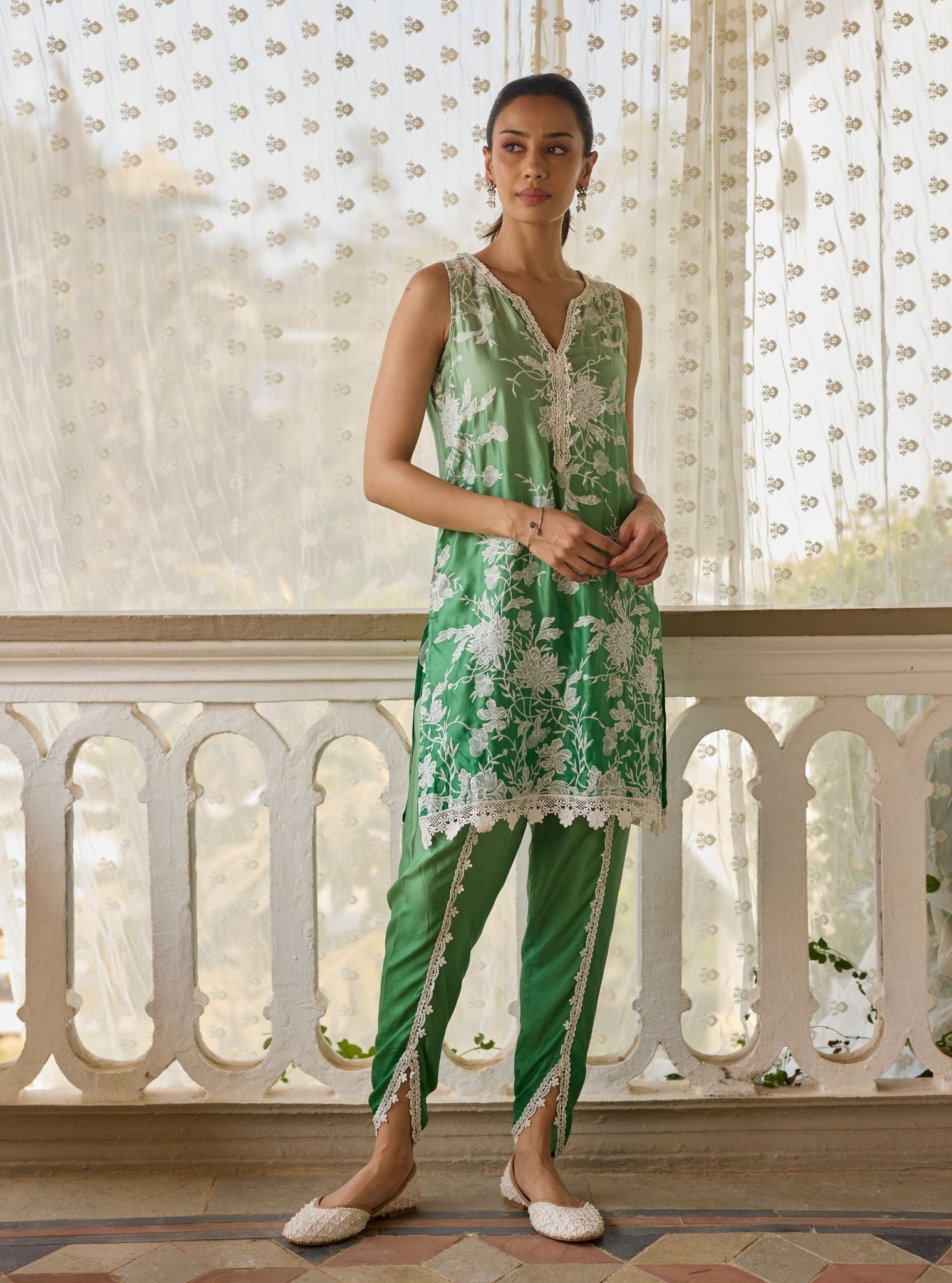 Midori Cupro Ombre Green Kurta Set