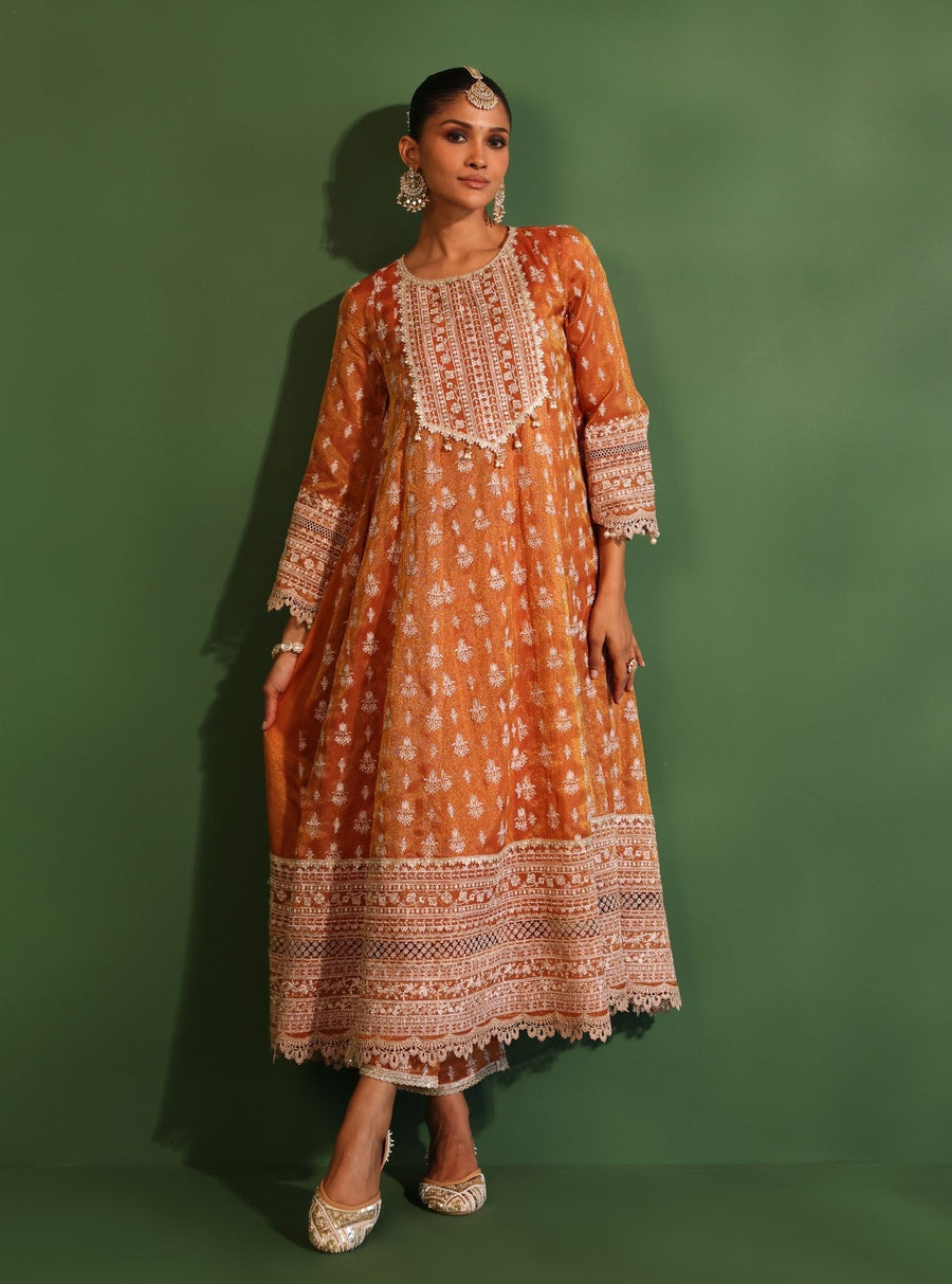 Mulmul Luxe Organza Jalwa Orange Dupatta main image 1