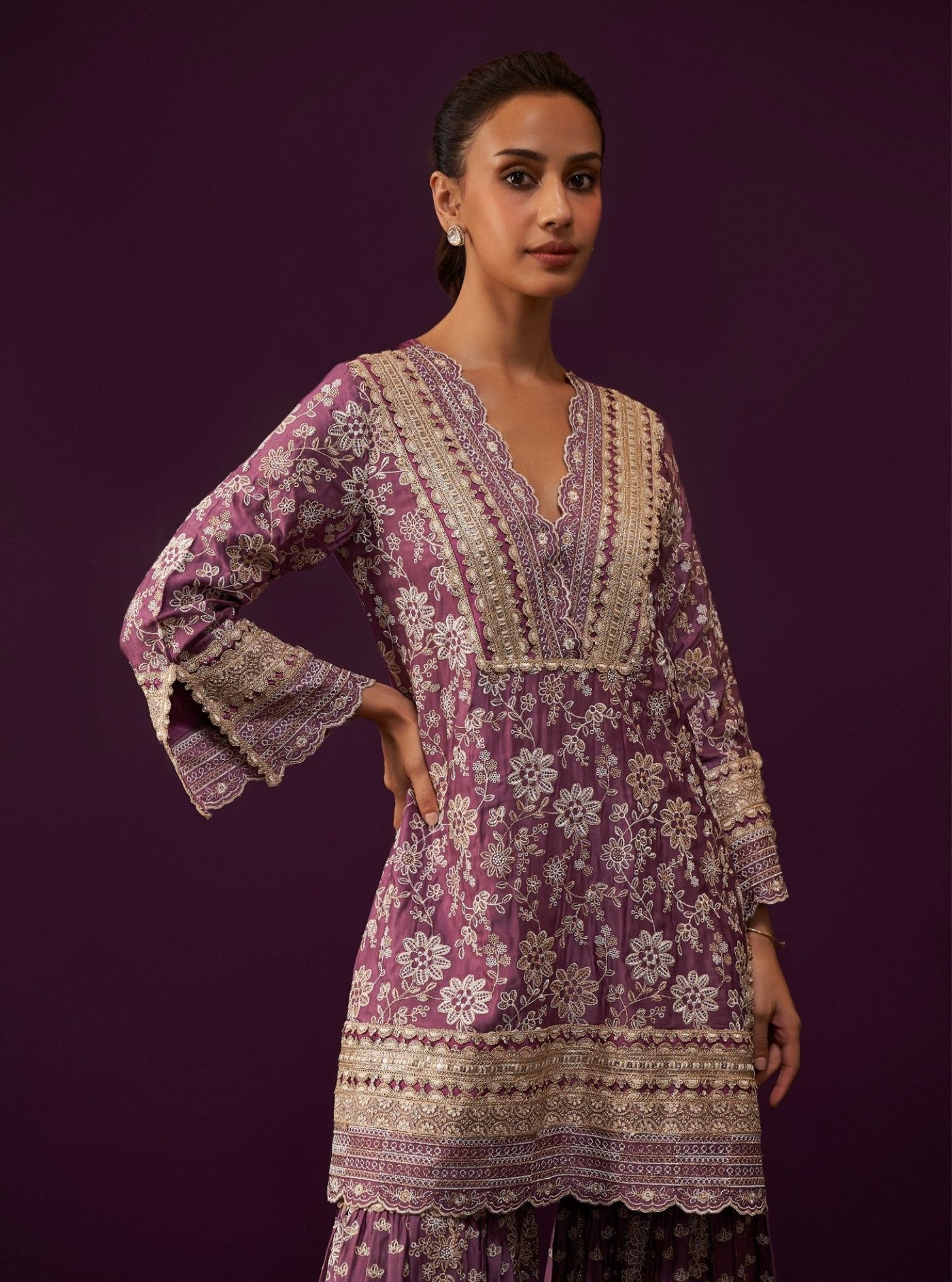 Mulmul Cupro Bree Fuchsia Kurta