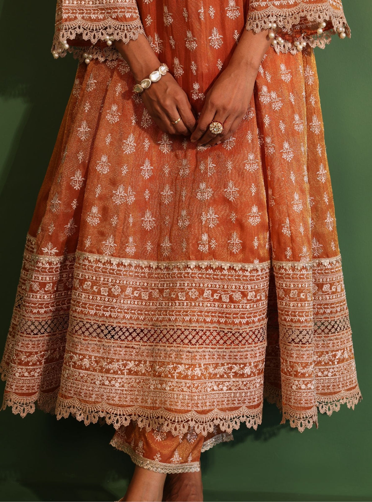 Jalwa Luxe Organza Orange Anarkali Kurta Set main image 0